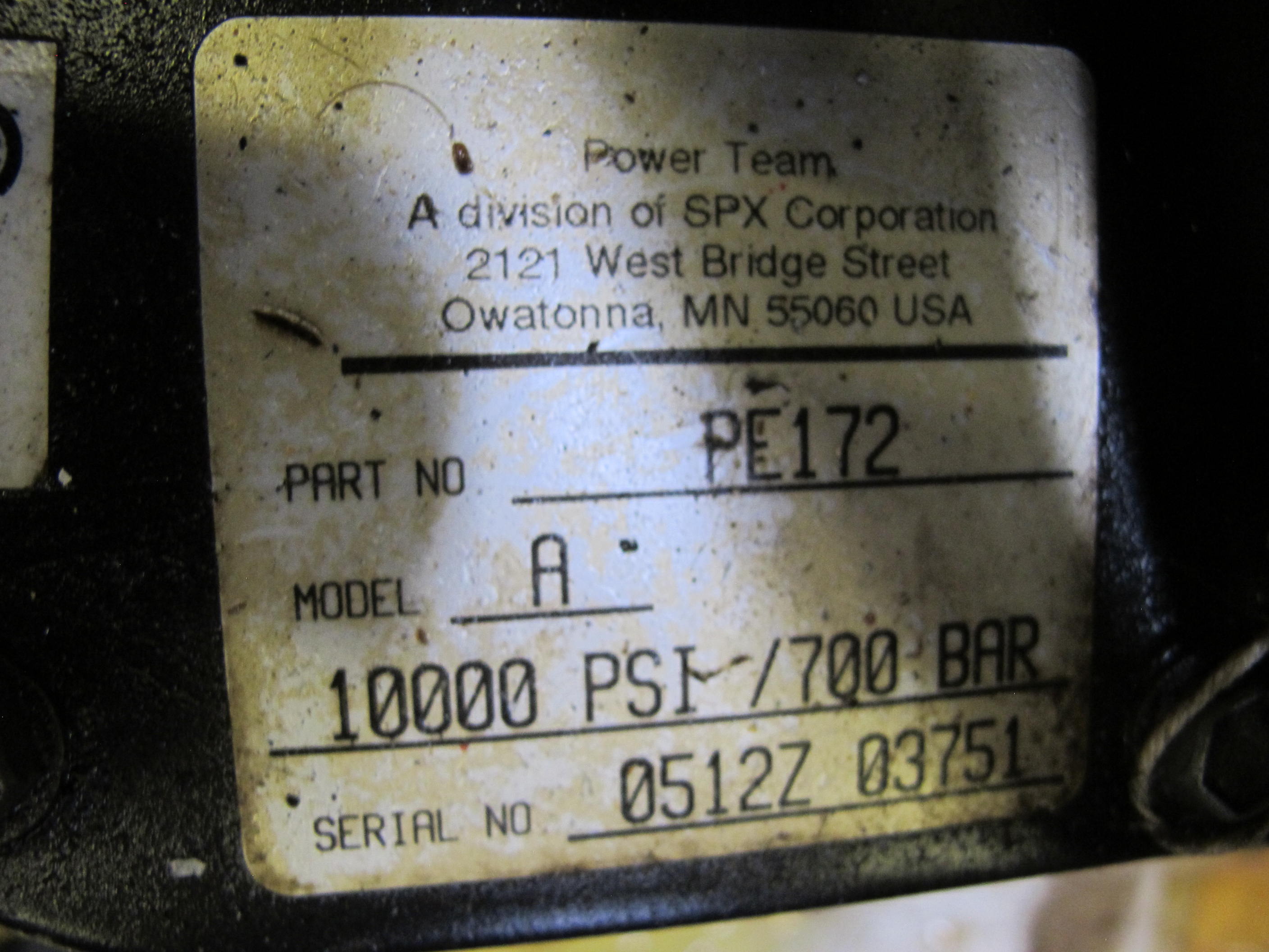 LOT TO INCLUDE: (1) ENERPAC TURBO 2, (1) POWER TEAM HYDRAULIC PUMP, MODEL PE172, 10000 PSI, (1) VAREC AUTOMATIC TANK GAUGE, (1 CRATE) MISC. PARTS-2186