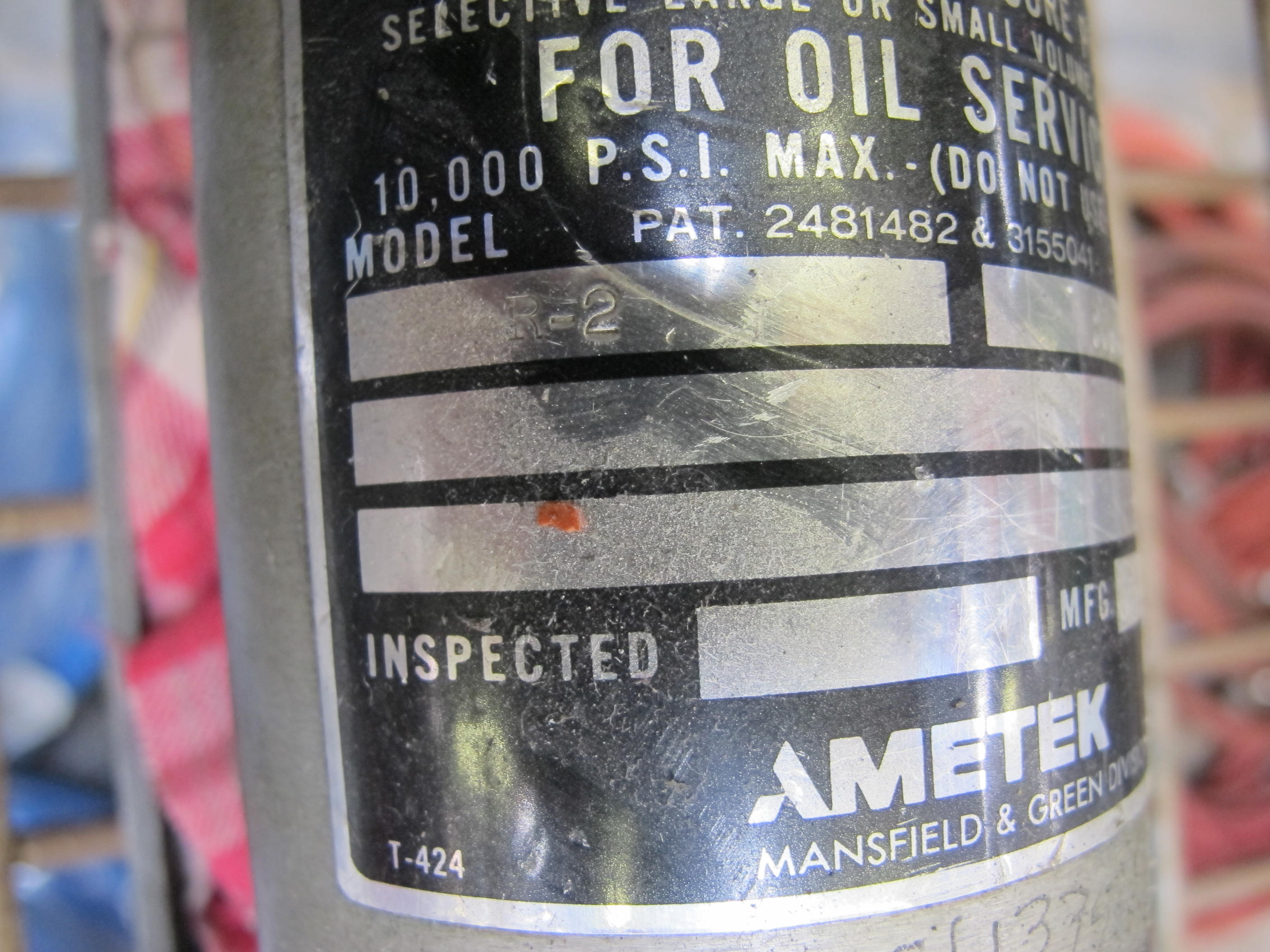 AMETEK OIL TWIN SEAL PRESSURE PUMP, MODEL R-2-2193