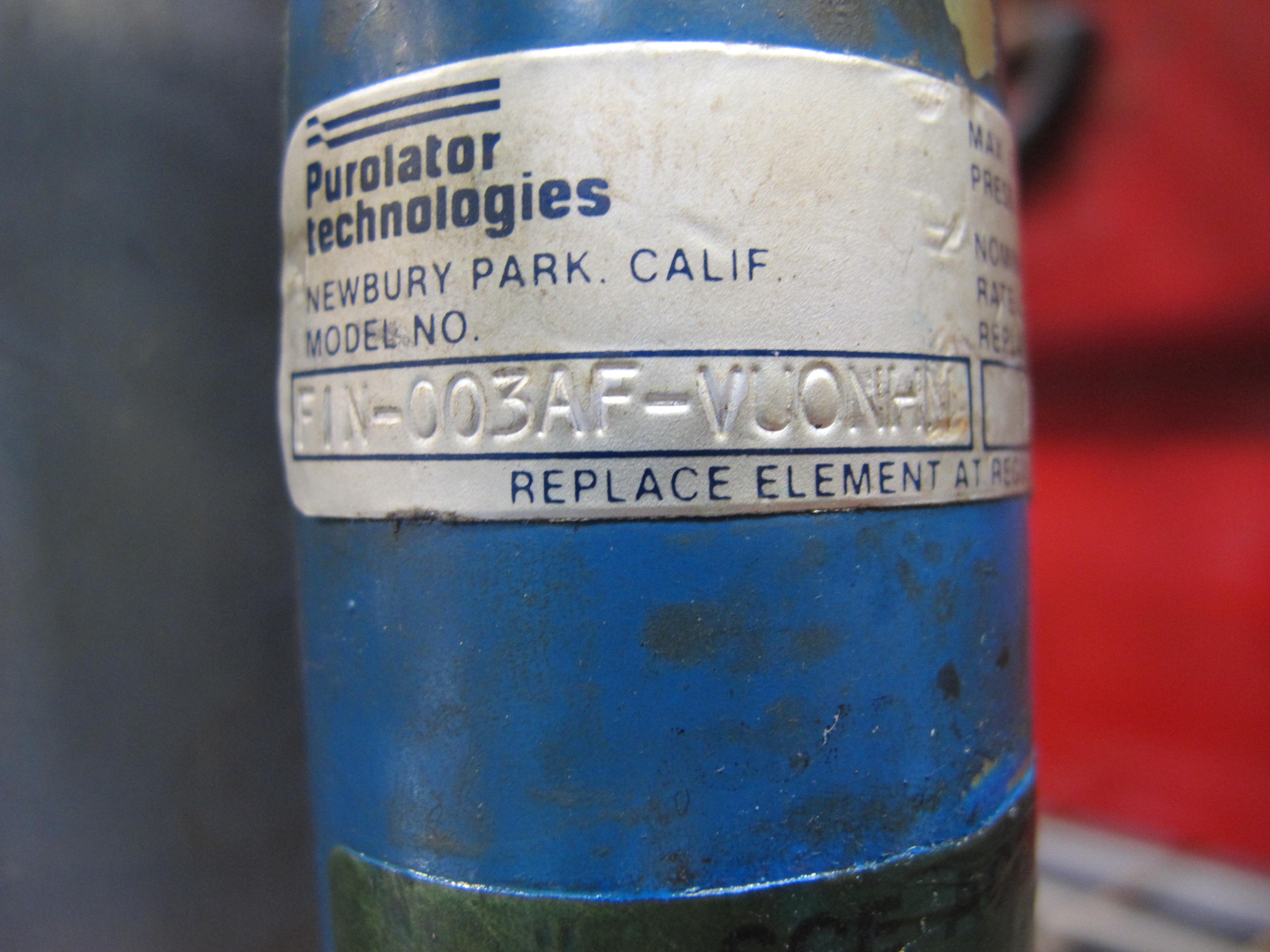 PUROLATOR TECHNOLOGIES HYDRAULIC TEST STAND WITH RESERVOIR AND FILTER, MODEL NUMBER PIN-003AF-VUONHN-2195