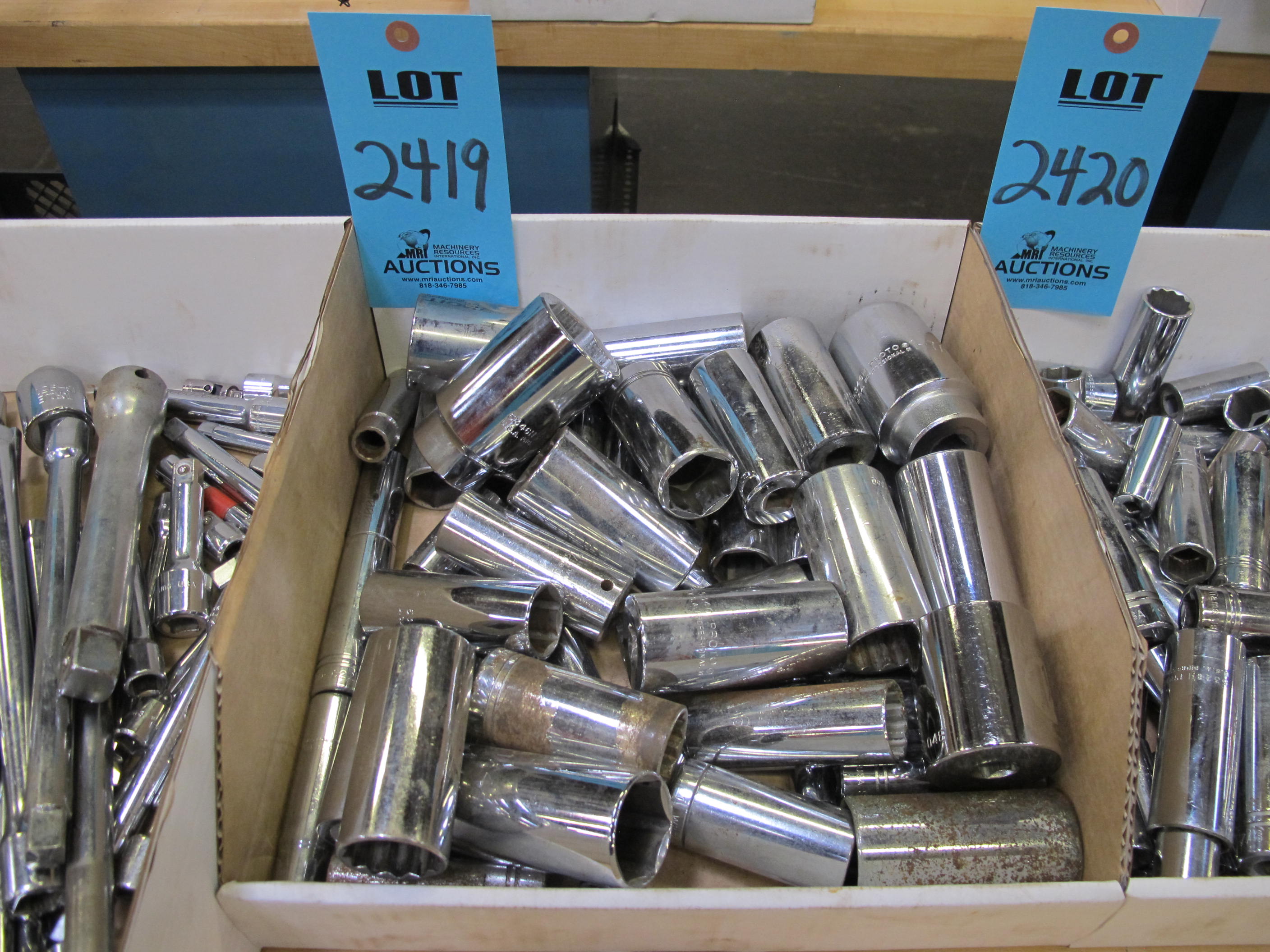 LOT TO INCLUDE WILLIAMS, PROTO, AND ARMSTRONG: 6 AND 12 POINT SOCKETS, VARYING SIZES-2419