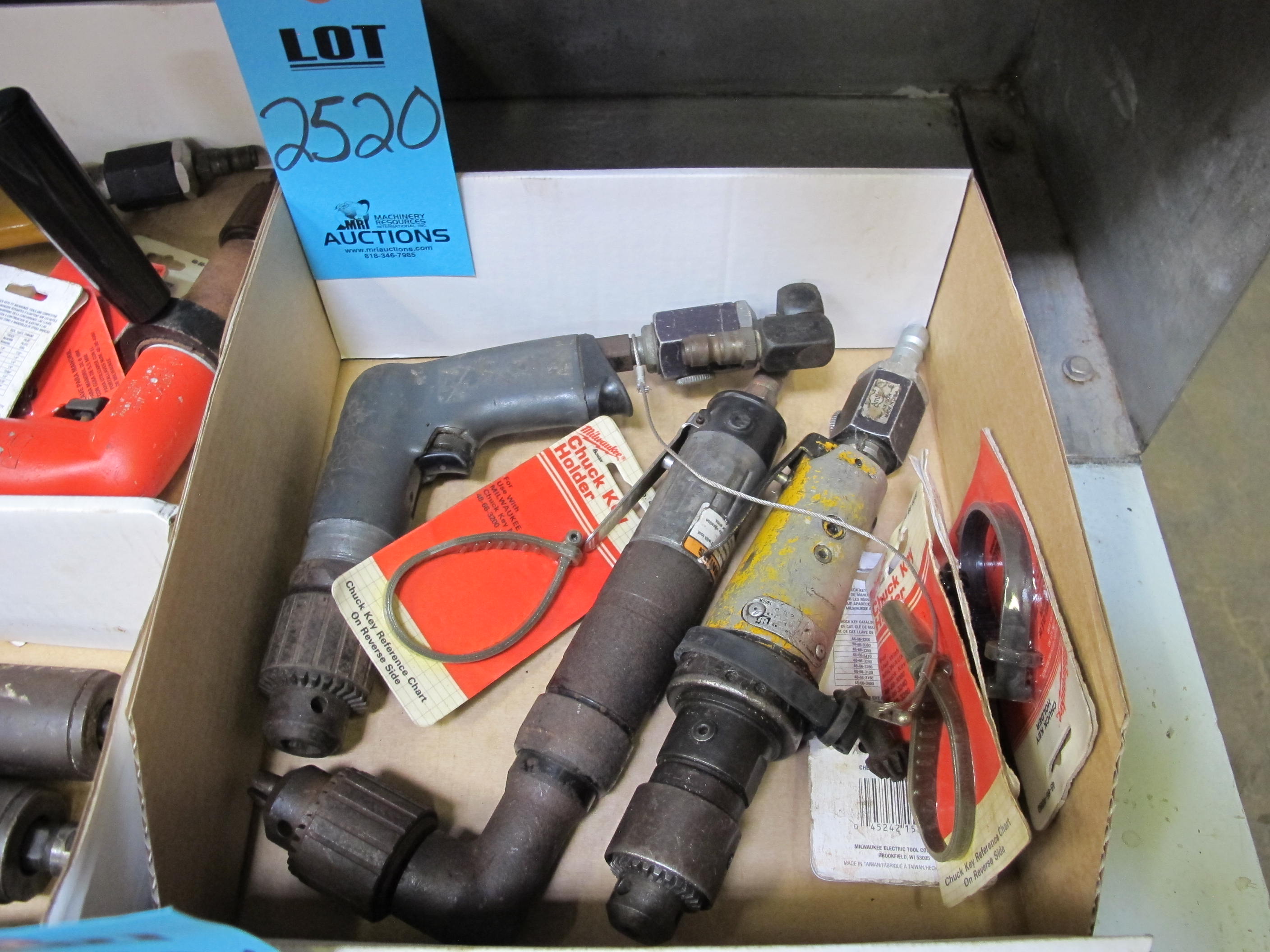 (3) PNUEMATIC DRILLS WITH MISC. ACCESSORIES-2520