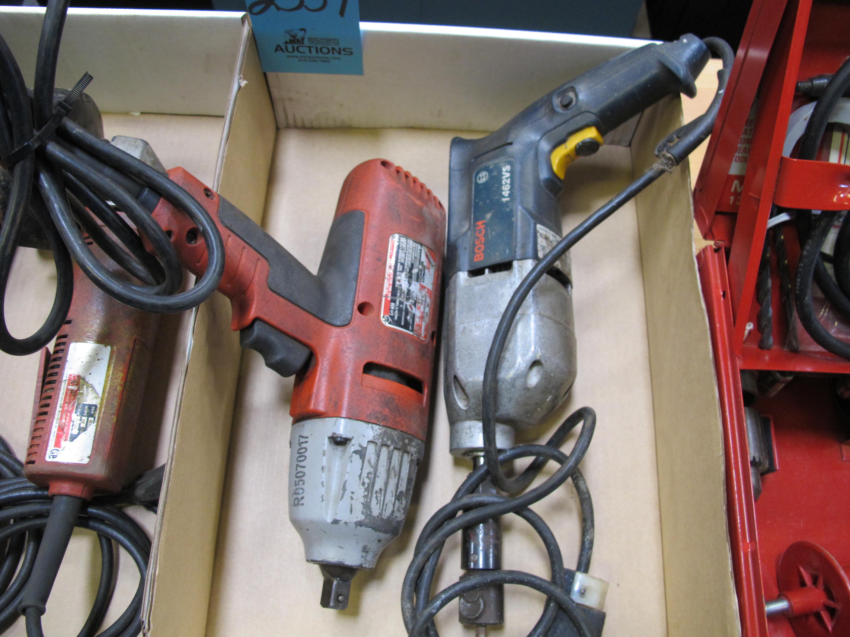 LOT TO INCLUDE: (1) MILWAUKEE 1/2" ELECTRIC IMPACT TOOL, (1) BOSCH ELECTRIC DRIVE TOOL-2559