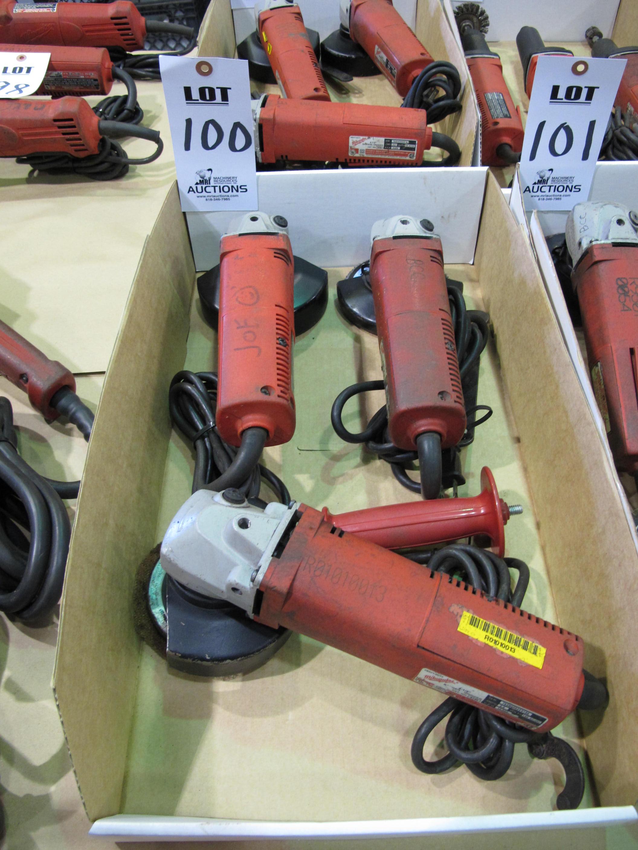 LOT (3) MILWAUKEE ELECTRIC ANGLE GRINDERS (T-10) LOADING & HANDLING FEE $10-100