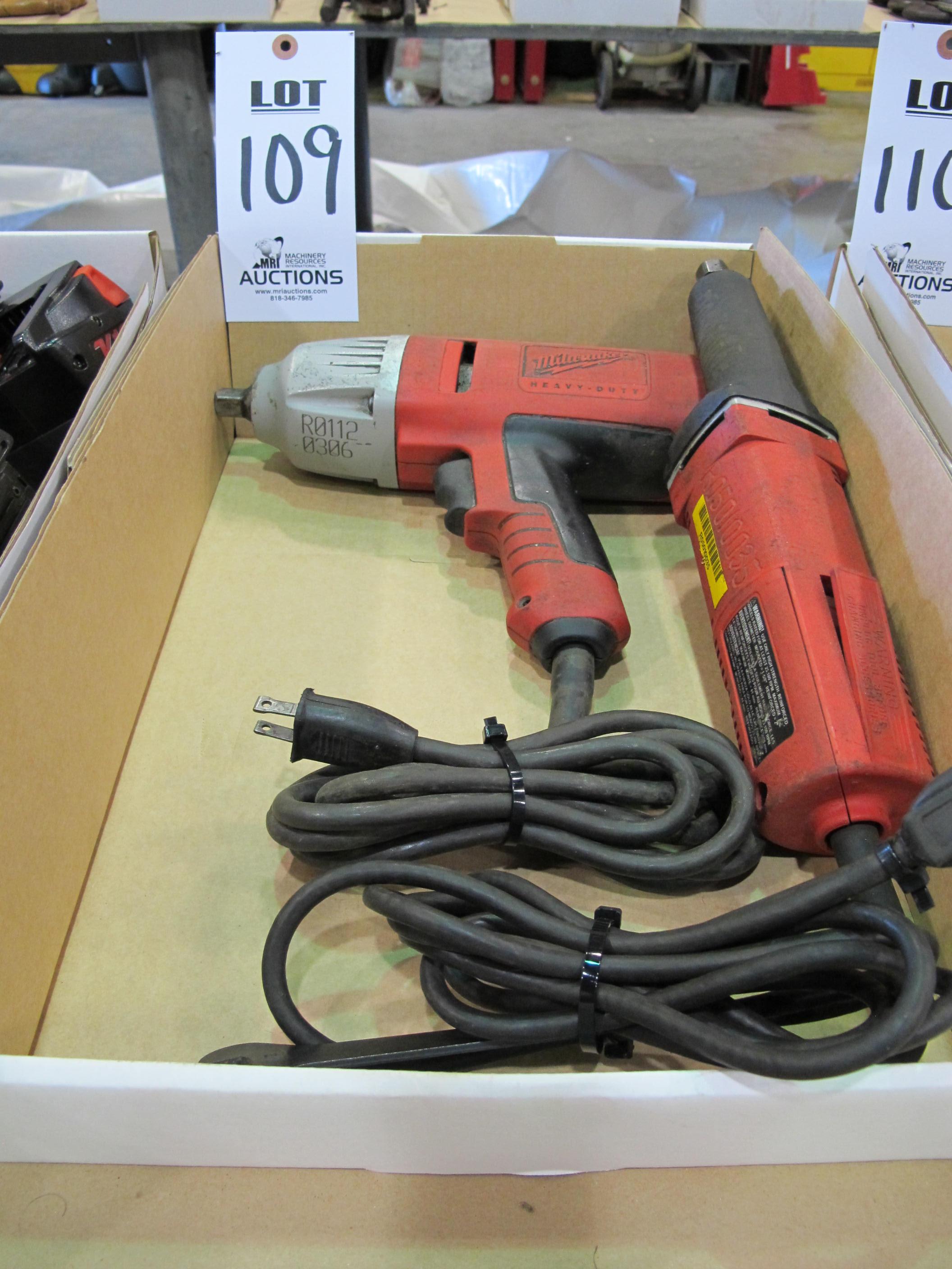 LOT MILWAUKEE ASST'D IMPACT WRENCH & DIE GRINDER (T-10) LOADING & HANDLING FEE $10-109