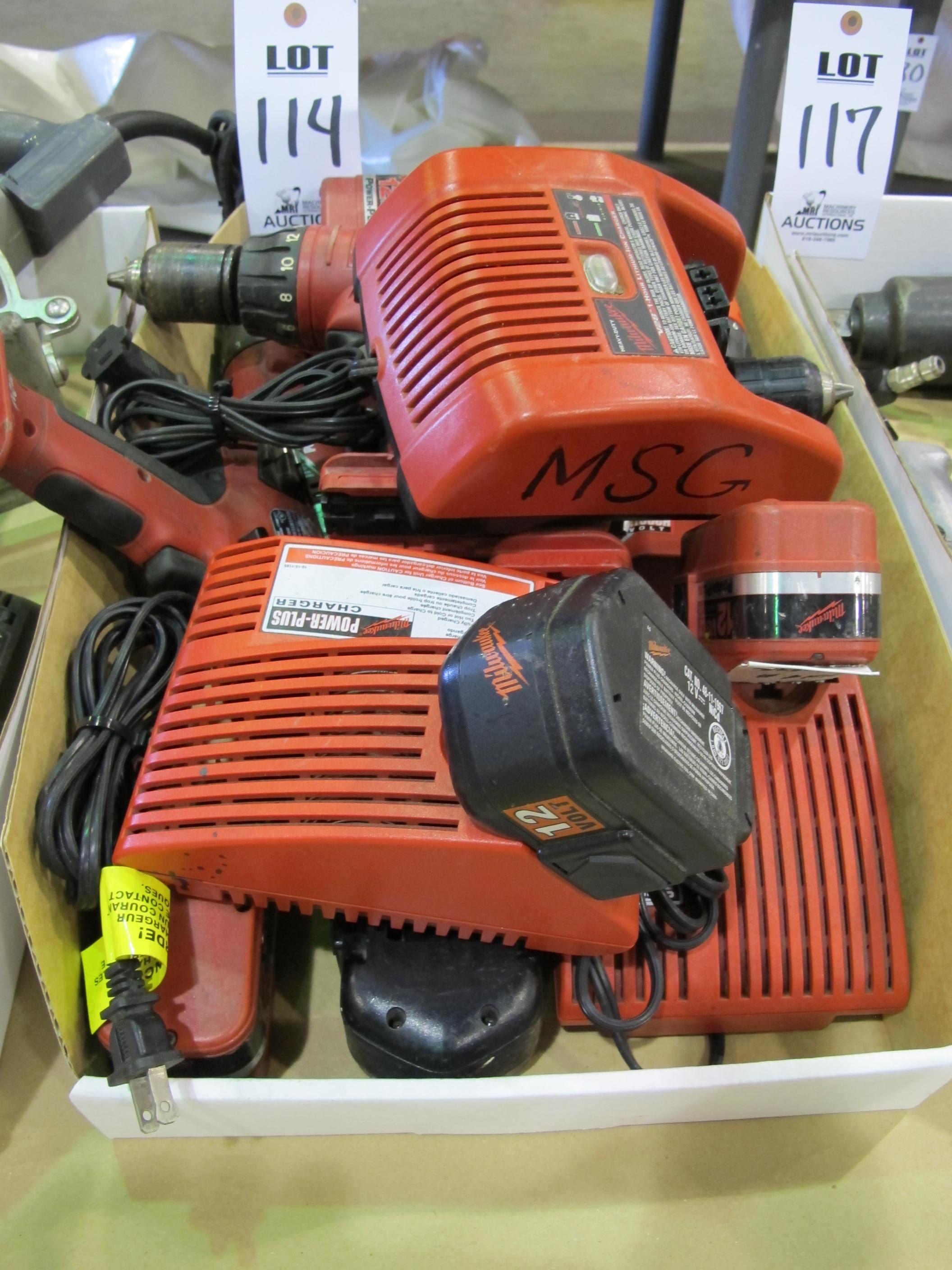 LOT MILWAUKEE ASST'D CORDLESS DRILLS (T-10) LOADING & HANDLING FEE $10-114