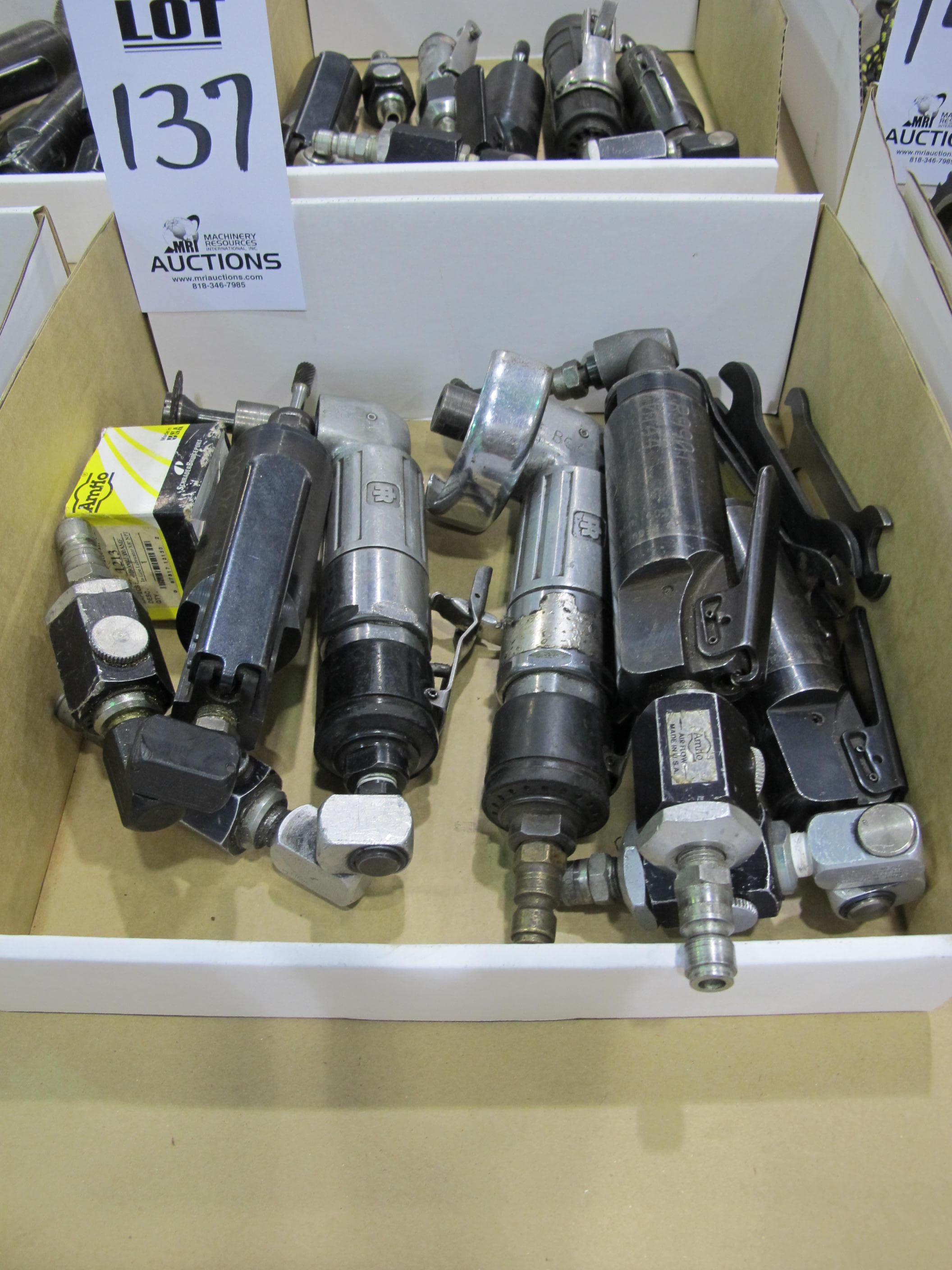 LOT (5) ASST'D PNEUMATIC ANGLE GRINDERS (T-10) LOADING & HANDLING FEE $10-137