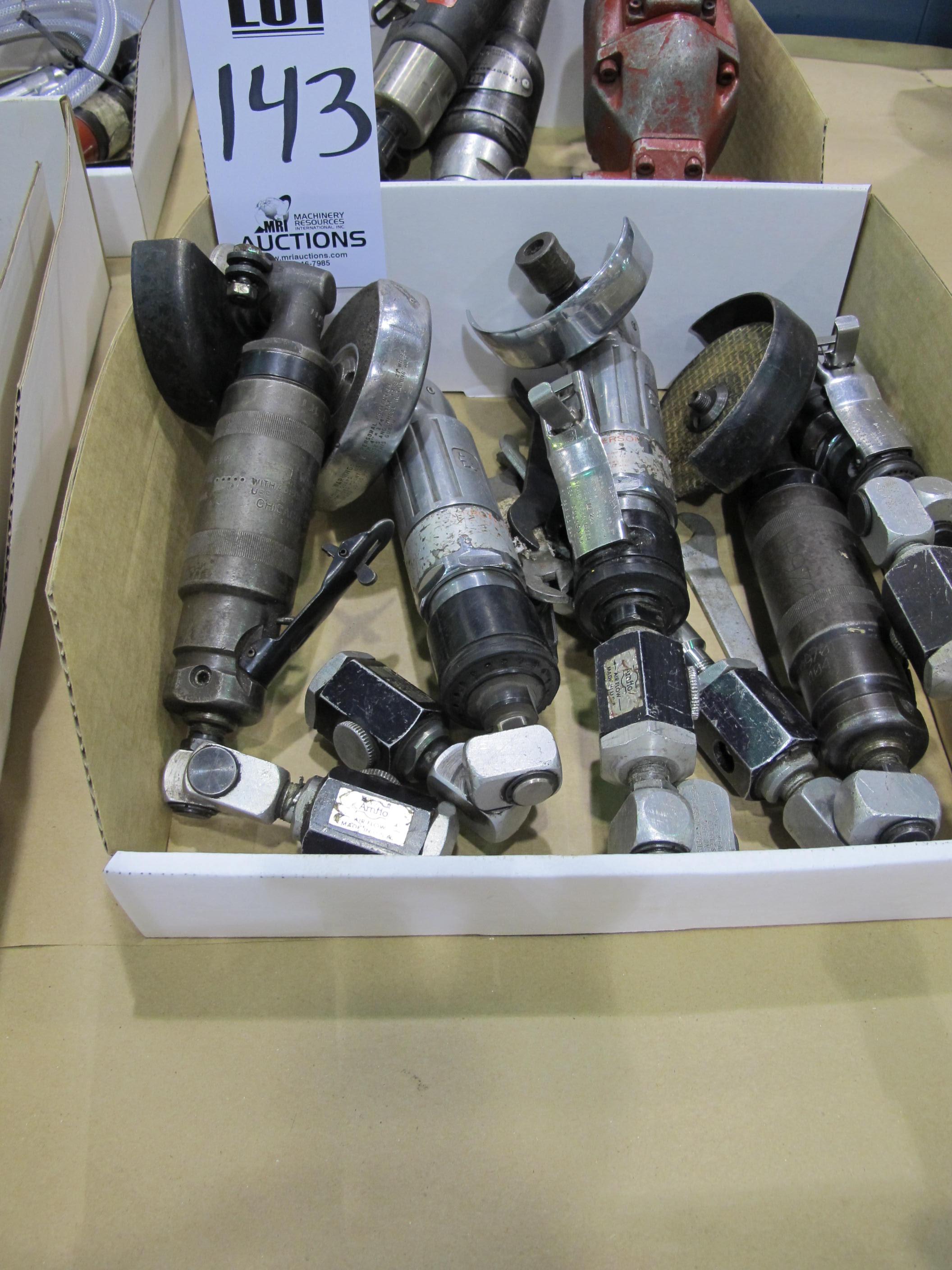 LOT (4) ASST'D PNEUMATIC ANGLE GRINDERS (T-10) LOADING & HANDLING FEE $10-143
