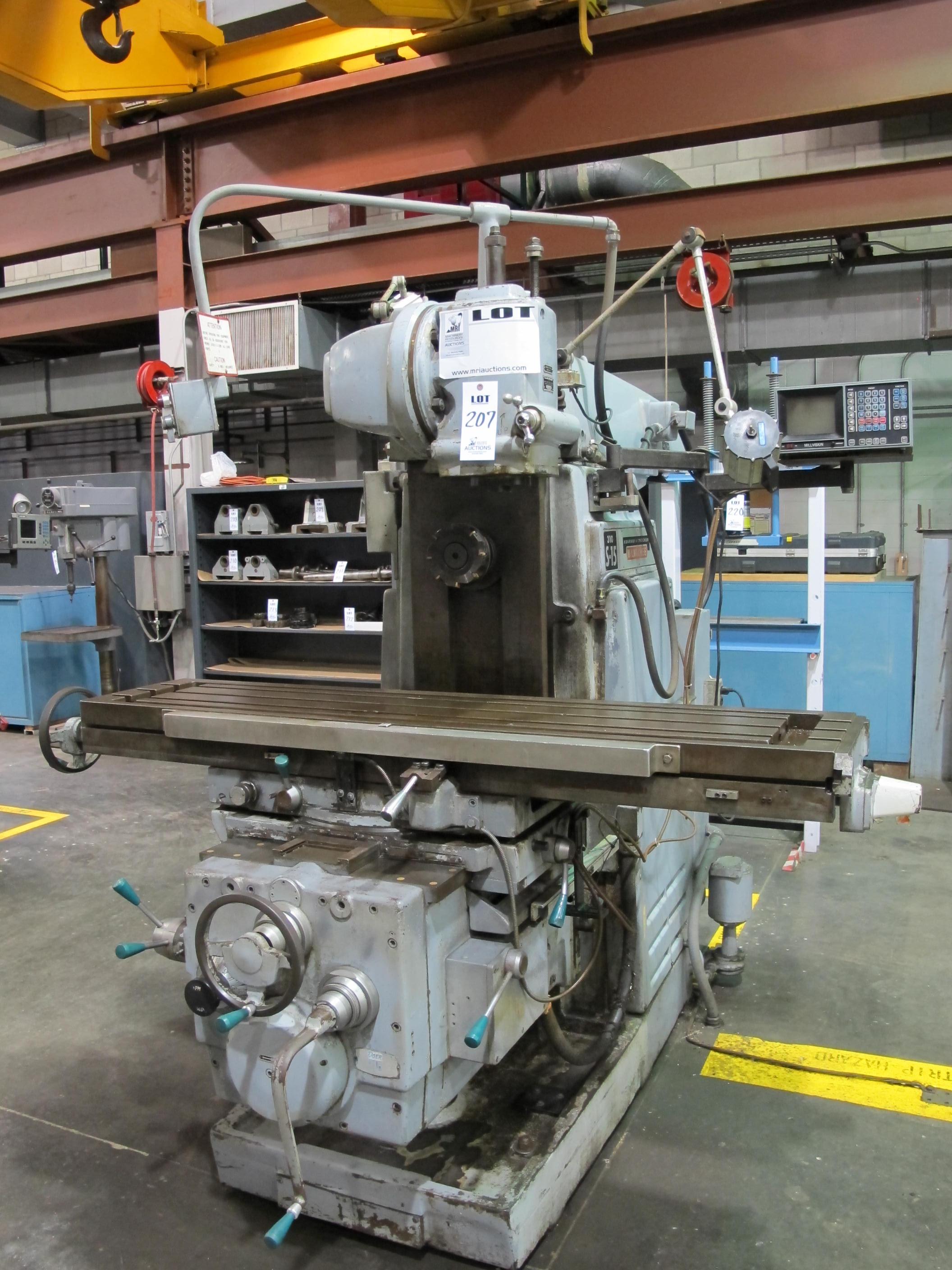 KEARNEY & TRECKER MODEL S-15 310 HORIZONTAL/VERTICAL MILL, 68" X 15" TABLE, DRO, BOX WAYS, S/N 5476083 (T-10) LOADING & HANDLING FEE $300-207