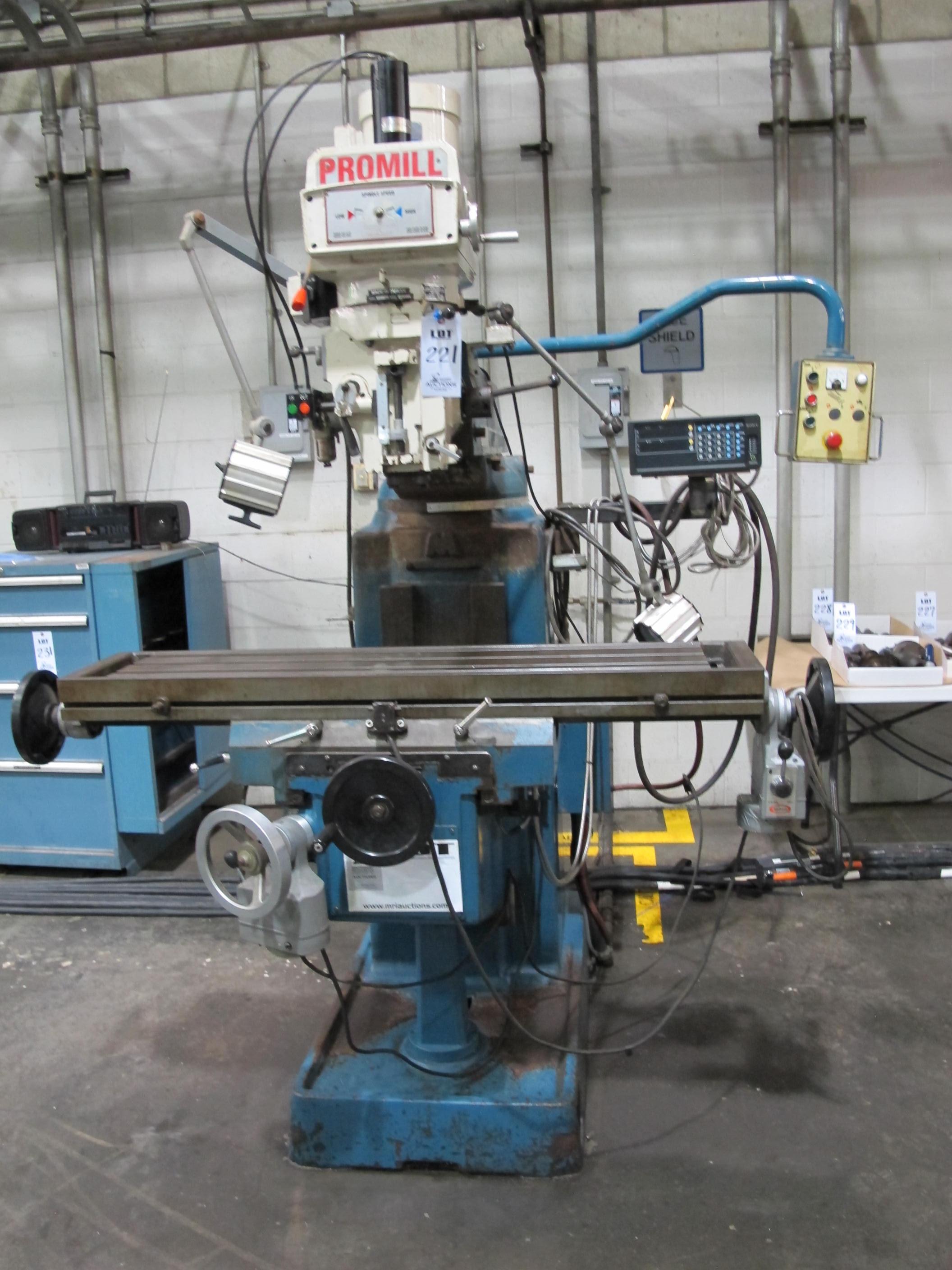 PROMILL MODEL AC-4KV VERTICAL MILL, 52"X11" TABLE, S/N 011399 (T-10) LOADING & HANDLING FEE $300-221