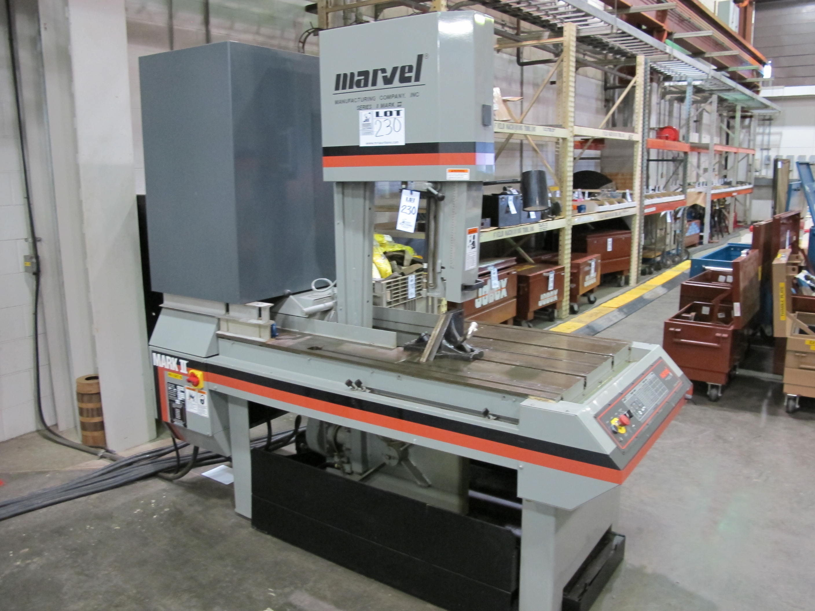 MARVEL SERIES 8 MARK II VERTICAL BAND SAW, TILTING HEAD, S/N 830587 (T-10) LOADING & HANDLING FEE $300-230