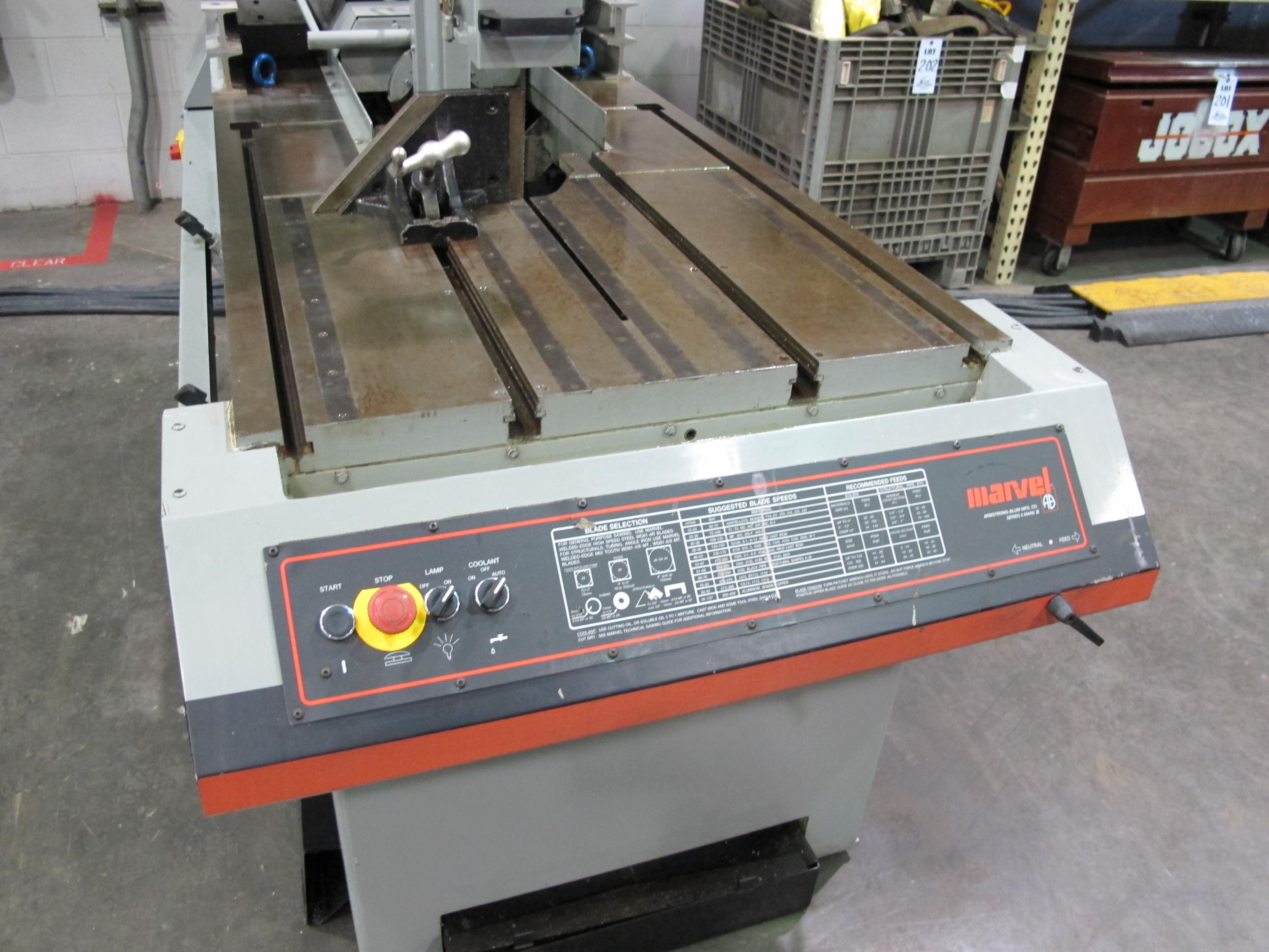 MARVEL SERIES 8 MARK II VERTICAL BAND SAW, TILTING HEAD, S/N 830587 (T-10) LOADING & HANDLING FEE $300-230