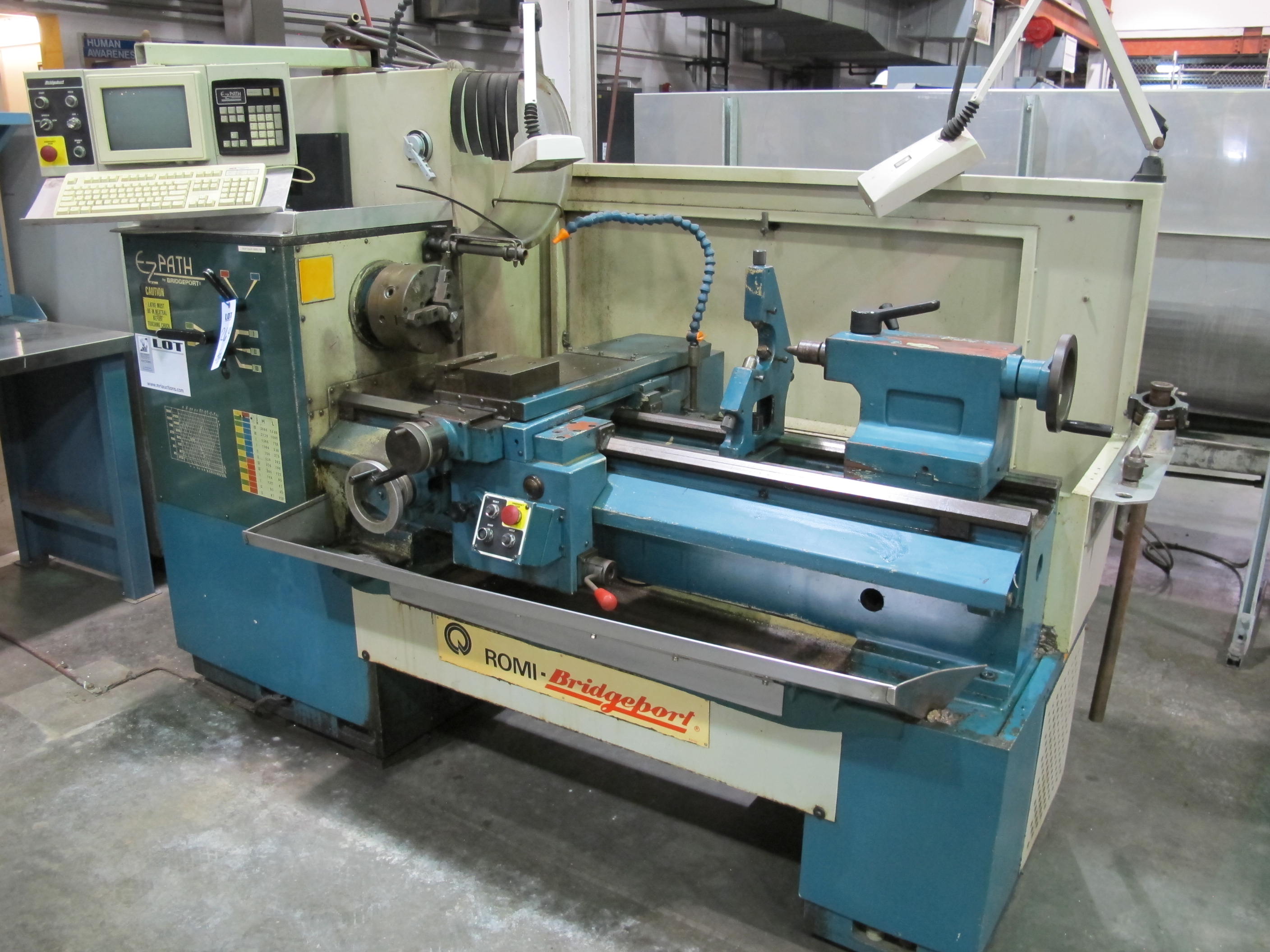 BRIDGEPORT ROMI EZ PATH CNC FLAT BED LATHE, 17" X 40" CC, 4000 RPM, 2" SPINDLE BORE, EZ PATH-S CNC CONTROL, S/N 40500 (T-10) LOADING & HANDLING FEE $300-264