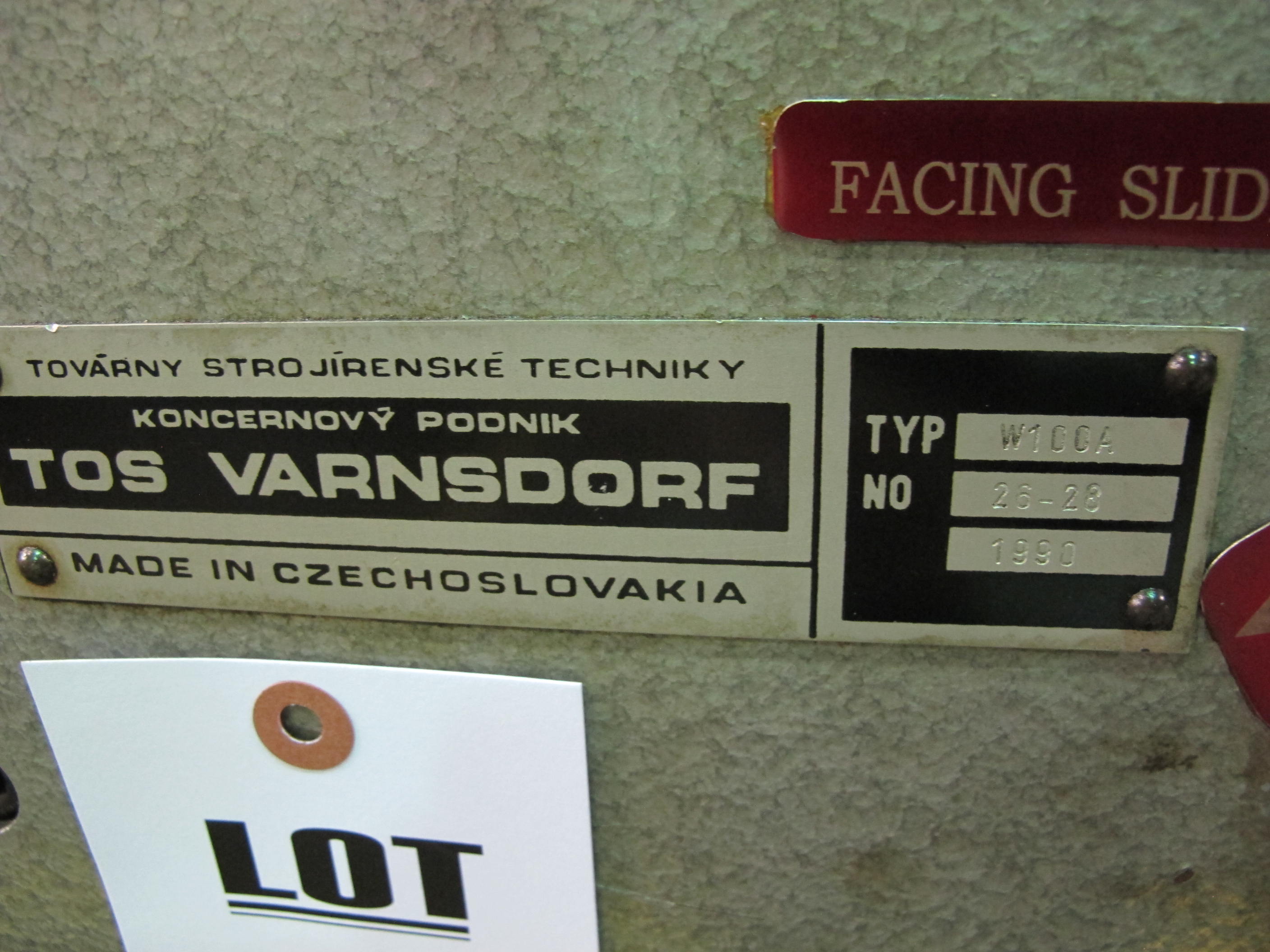 TOS W100A TABLE TYPE HORIZONTAL BORING MILL, 3.93" SPINDLE, ISO 50 TAPER, MAX DIAMETER FACE TURNING: 35.43", TRAVELS: X- 63", Y-44", Z-49", 49" X 49" ROTARY TABLE, 6,600 LB CAPACITY TABLE, TAIL STOCK, FACING HEAD, NUMBER OF SPEEDS 23, 1120 RPM, 4 AXIS DRO, 15 HP, S/N 26-28 (T-10) LOADING & HANDLING FEE $1,500-279
