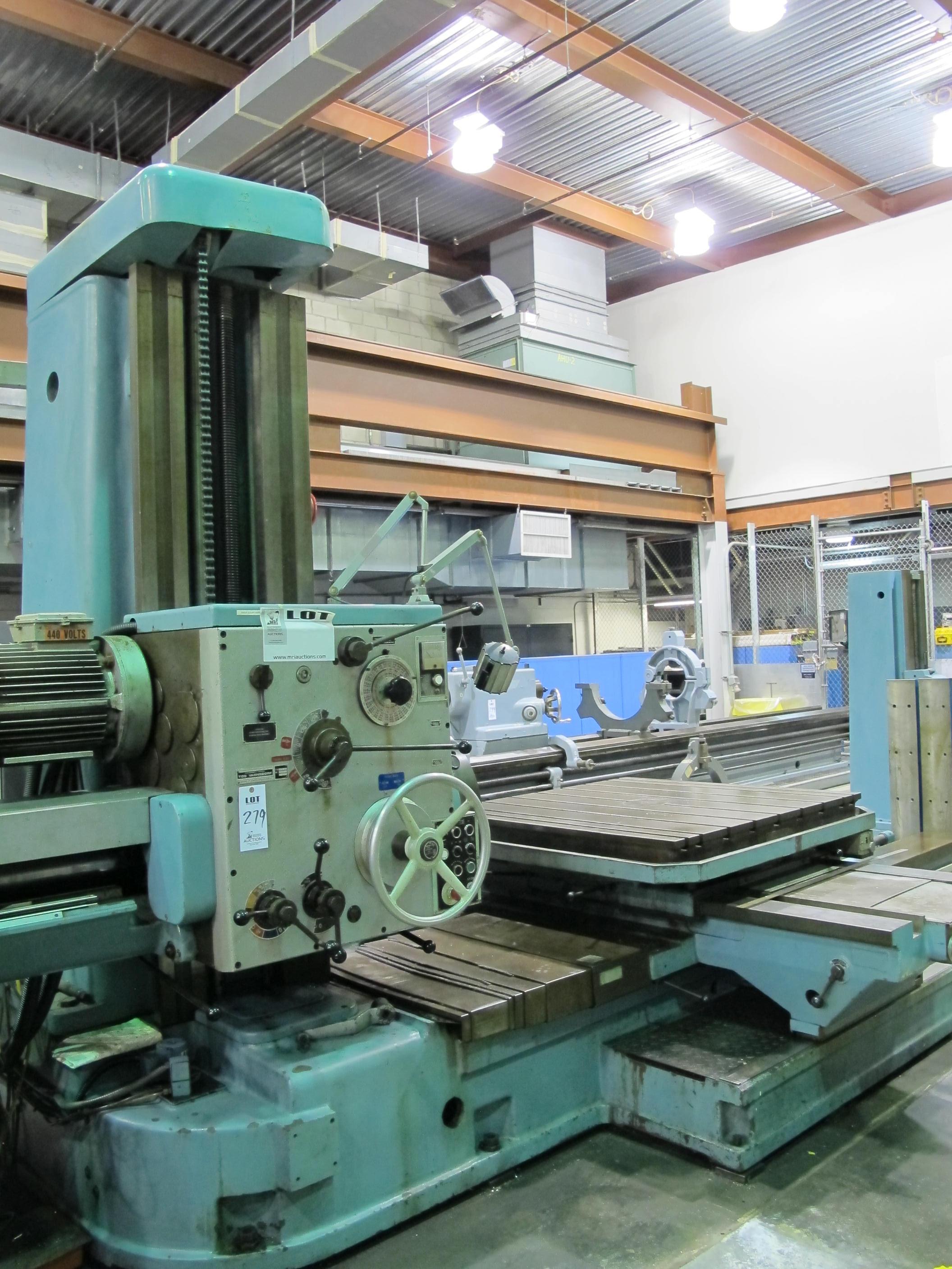 TOS W100A TABLE TYPE HORIZONTAL BORING MILL, 3.93" SPINDLE, ISO 50 TAPER, MAX DIAMETER FACE TURNING: 35.43", TRAVELS: X- 63", Y-44", Z-49", 49" X 49" ROTARY TABLE, 6,600 LB CAPACITY TABLE, TAIL STOCK, FACING HEAD, NUMBER OF SPEEDS 23, 1120 RPM, 4 AXIS DRO, 15 HP, S/N 26-28 (T-10) LOADING & HANDLING FEE $1,500-279
