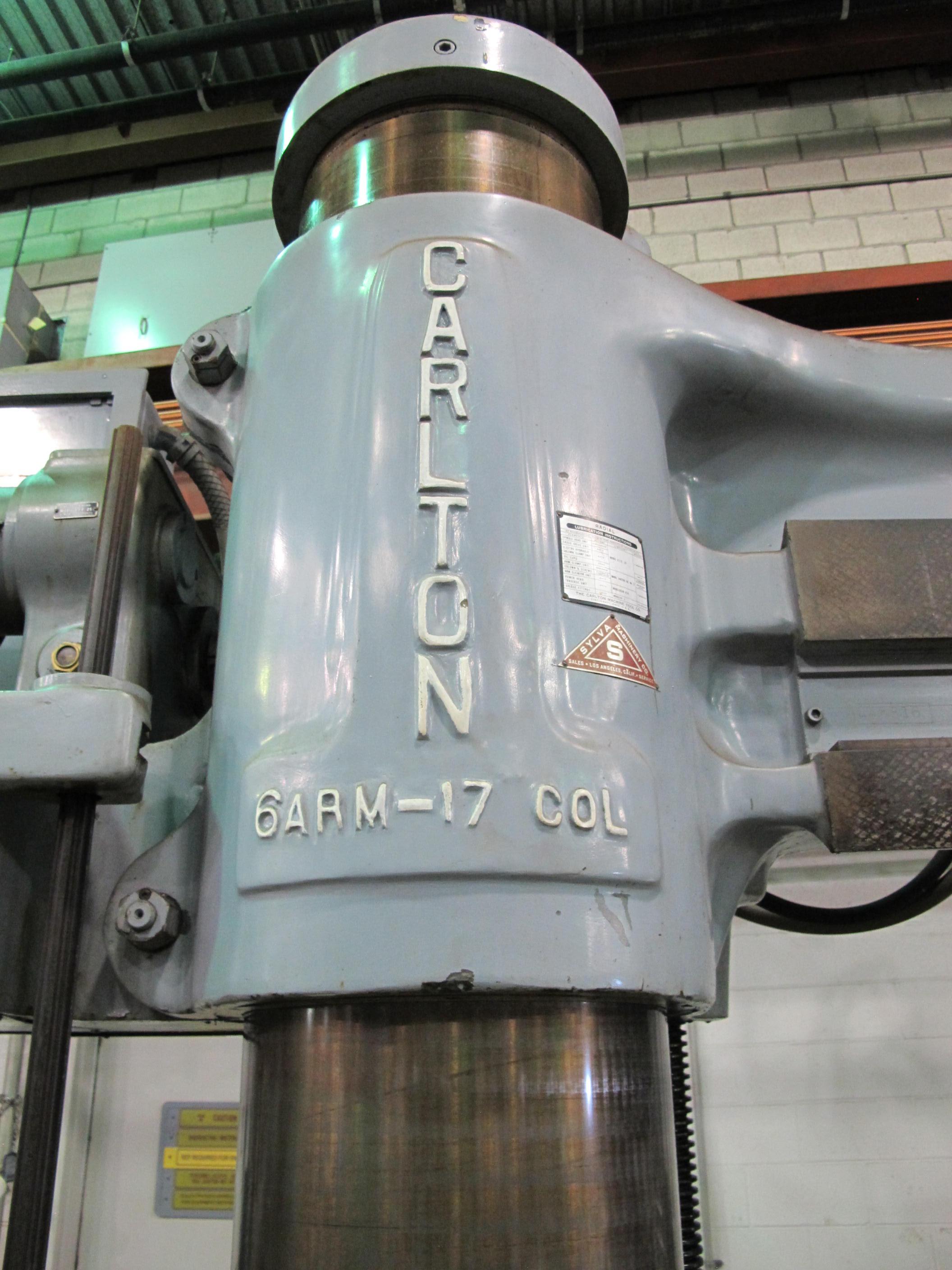 CARLTON RADIAL ARM DRILL, 6' ARM, 17" COLUMN, TILTING BOX TABLE, S/N 4A-5816 (T-10) LOADING & HANDLING FEE $1,250-288