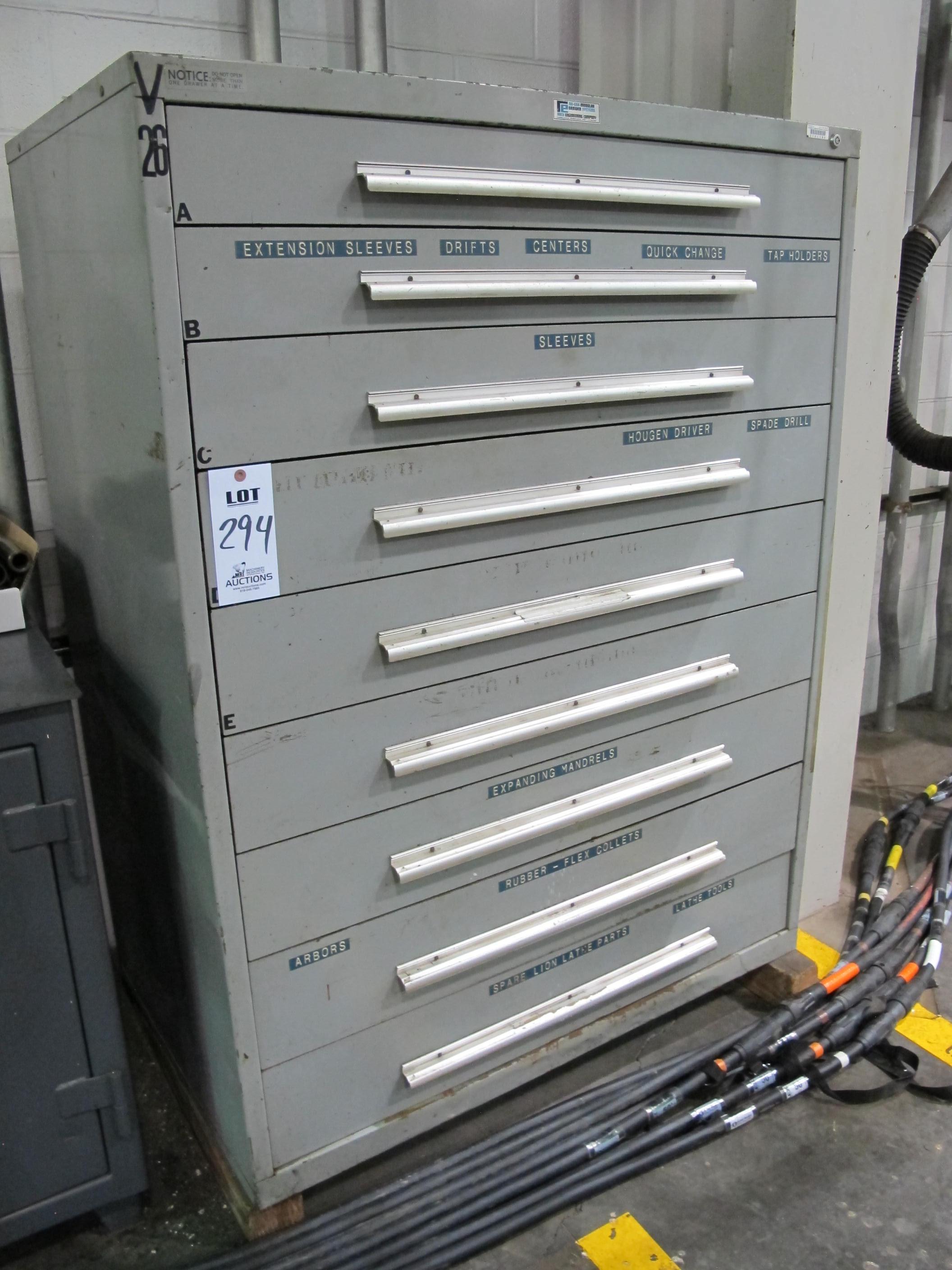 RACK ENGINEERING CO 9-DRAWER HEAVY DUTY TOOL CABINET W/ CONTENTS (T-10) LOADING & HANDLING FEE $50-294
