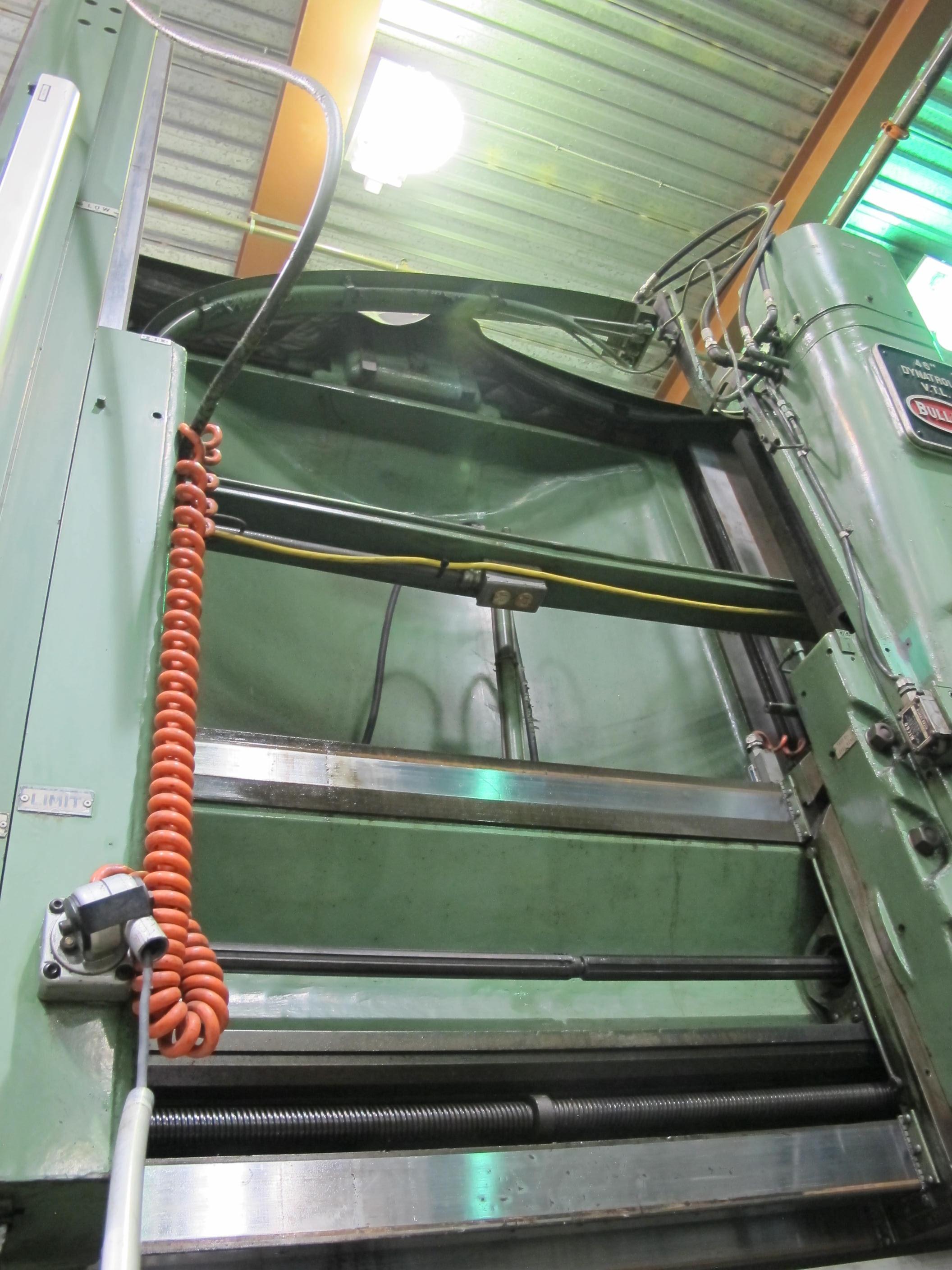 1988 BULLARD DYNATROL VERTICAL HIGH COLUMN TURRET LATHE, 46" ROTARY 4-JAW POWER CHUCK, MAX TURNING DIAMETER W/SIDE HEAD: 58", MAX TURNING HEIGHT UNDER RAIL: 64", 5-POSITION SWIVEL HEAD, SIDE HEAD, TWO RANGE HEAD STOCK, SCAN-O MATIC TRACER, PENDANT CONTROL, 50 HP, ACCU-RITE DRO, S/N 33056 (T-10) LOADING & HANDLING FEE $8,500-301