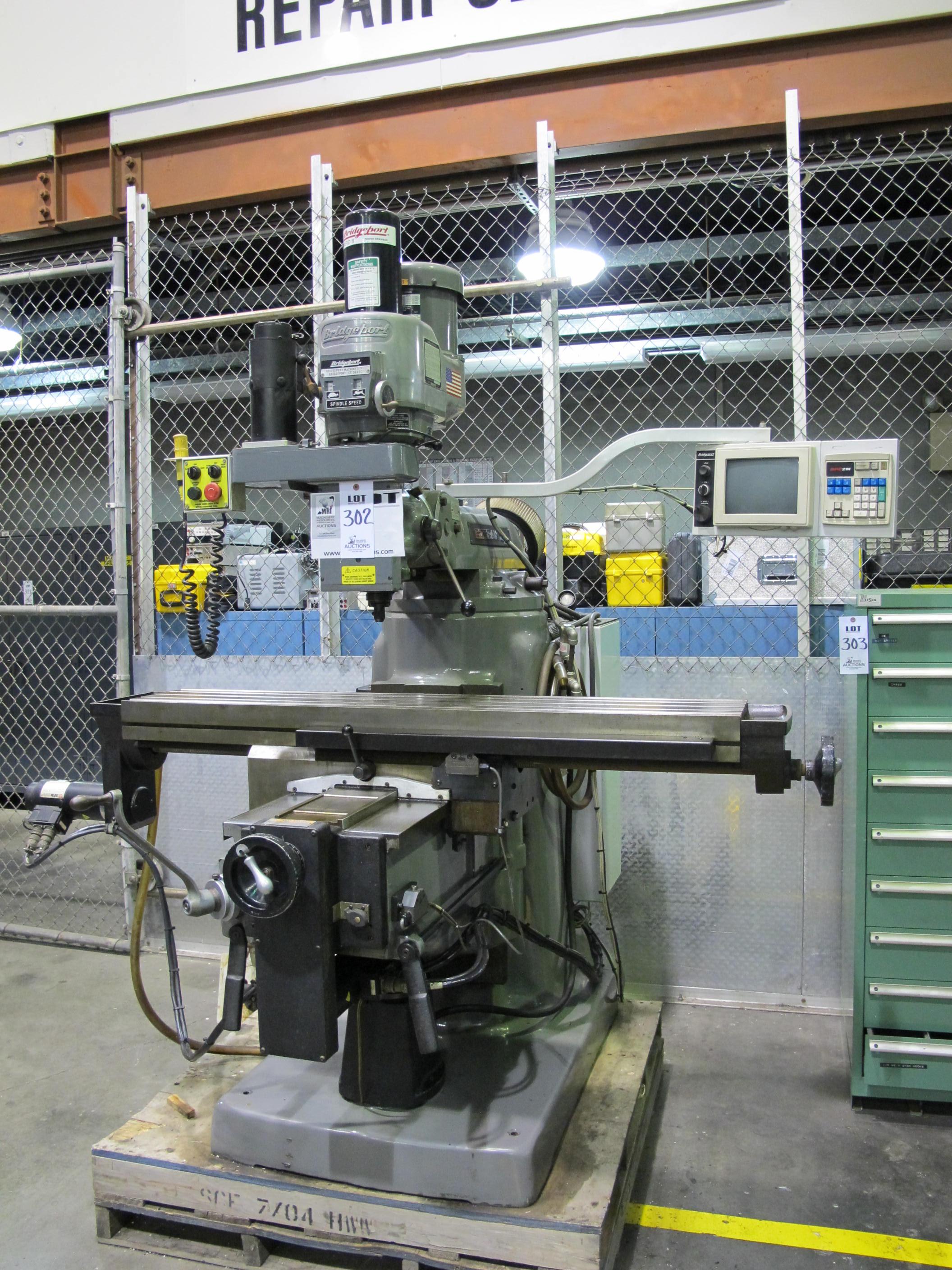 BRIDGEPORT EZ TRAK II VERTICAL MILL, 58" X 11" TABLE, POWER FEED, POWER DRAW BAR, S/N 8596E (T-10) LOADING & HANDLING FEE $300-302
