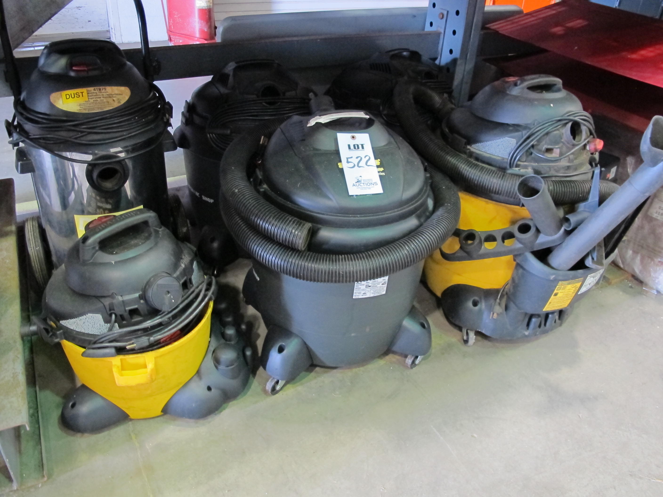 LOT (7) ASST'D WET/DRY VACUUM CLEANERS (T-10) LOADING & HANDLING FEE $50-522