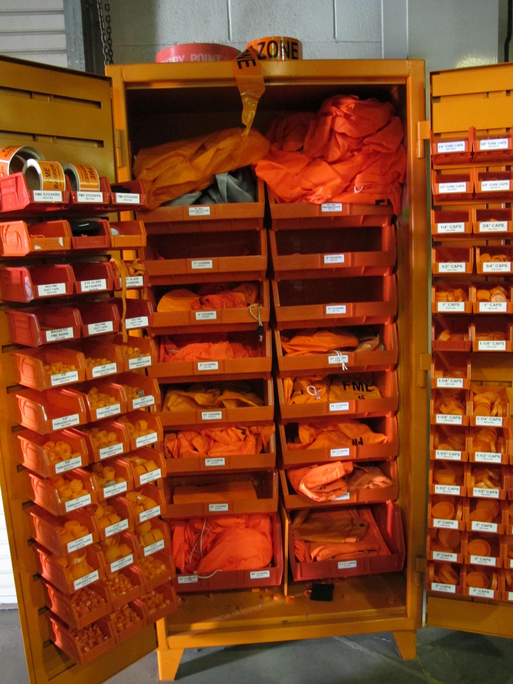 FME 2-DOOR STORAGE CABINET W/ CONTENTS (T-10) LOADING & HANDLING FEE $50-525