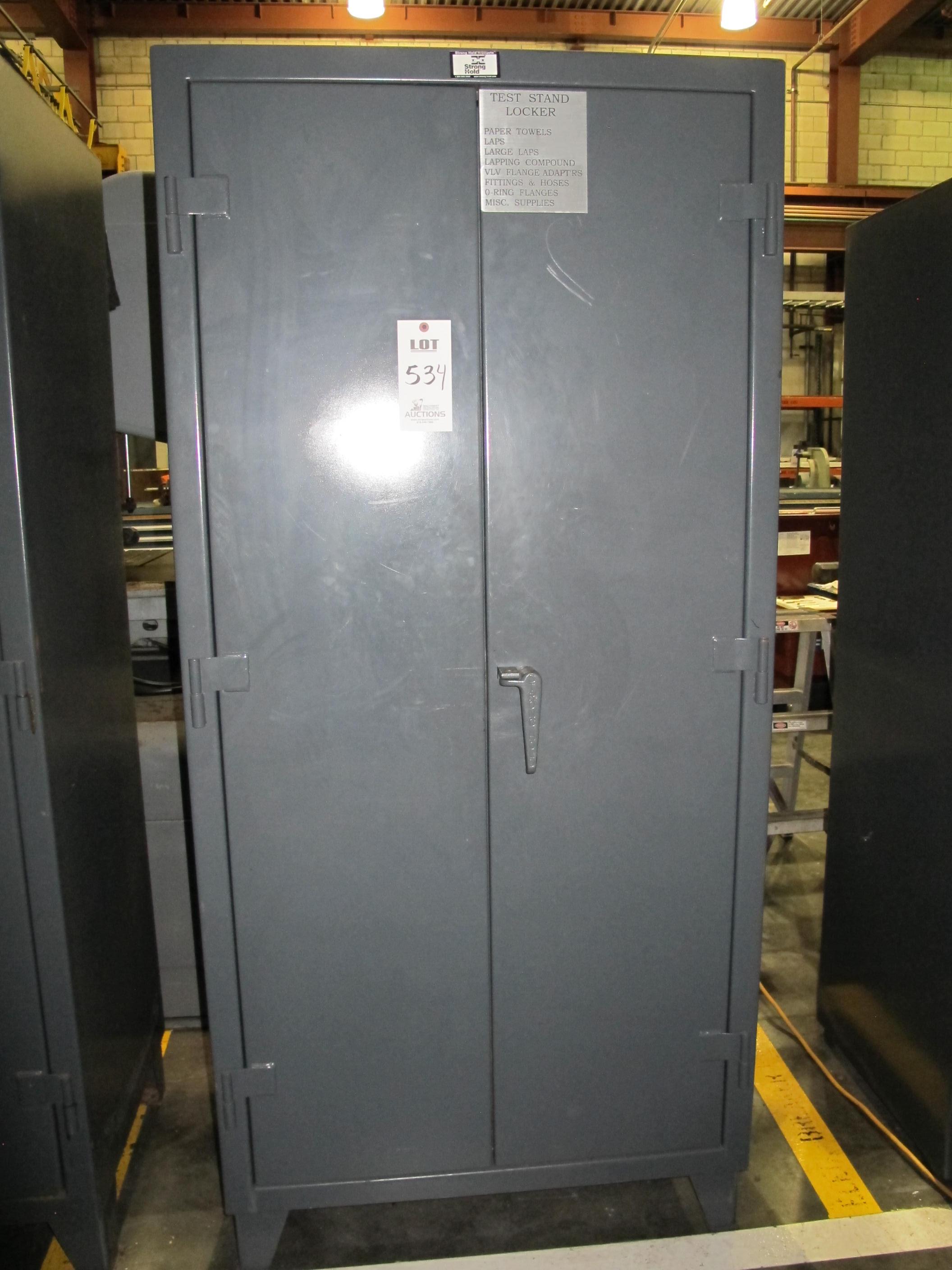 STRONG HOLD 2-DOOR STORAGE CABINET W/ CONTENTS (T-10) LOADING & HANDLING FEE $50-534