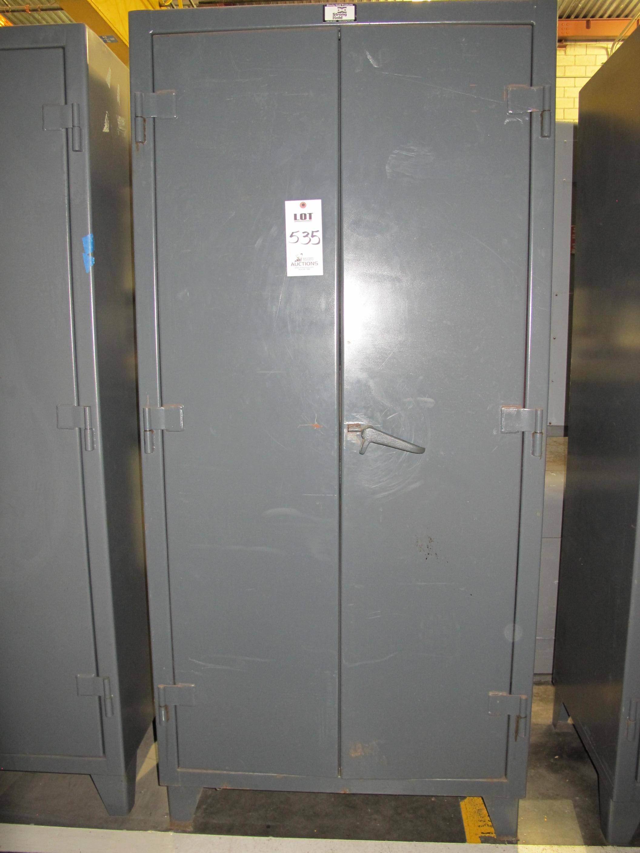 STRONG HOLD 2-DOOR STORAGE CABINET W/ CONTENTS (T-10) LOADING & HANDLING FEE $50-535
