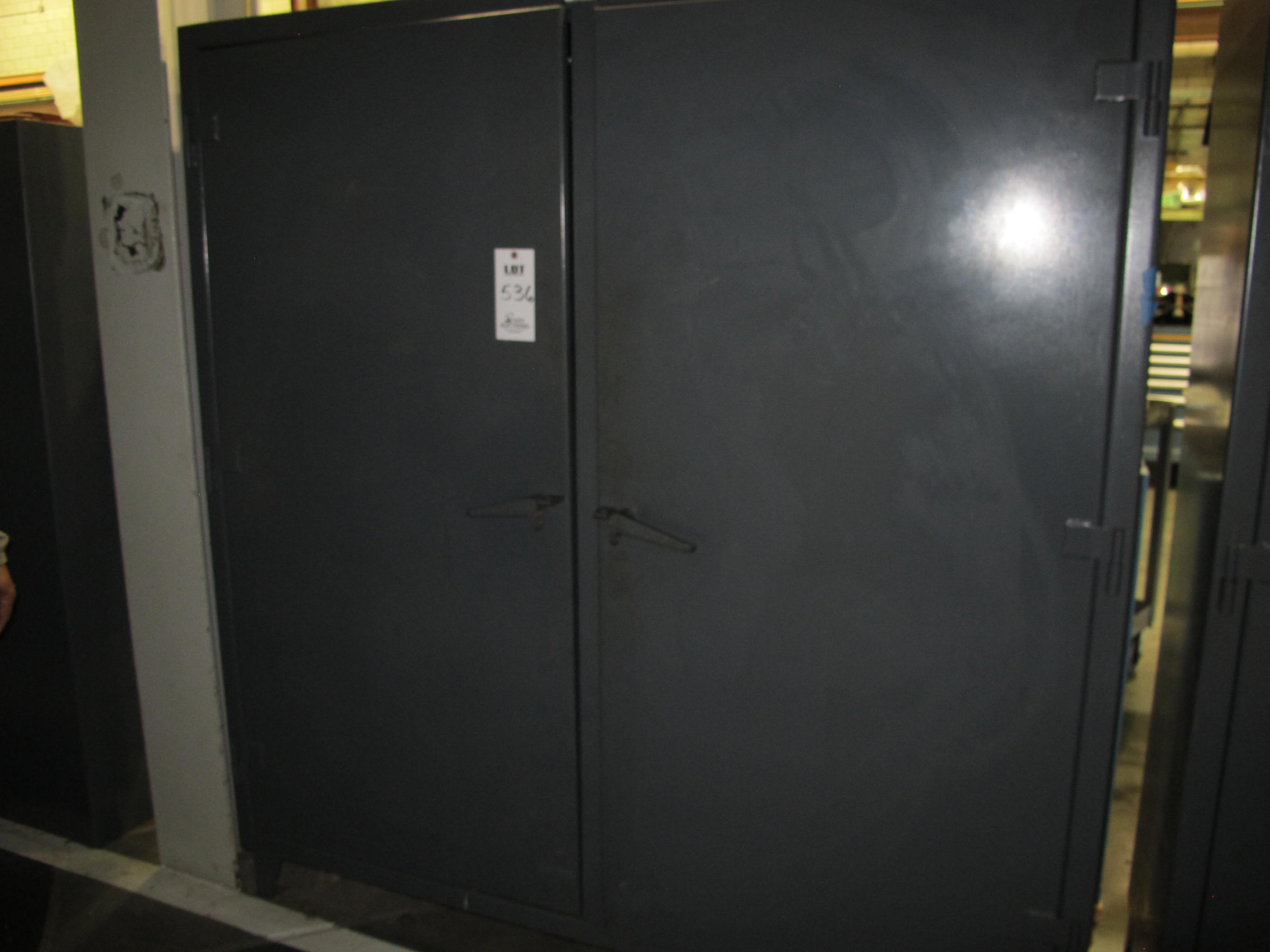 STRONG HOLD 2-DOOR STORAGE CABINET W/ CONTENTS (T-10) LOADING & HANDLING FEE $50-536