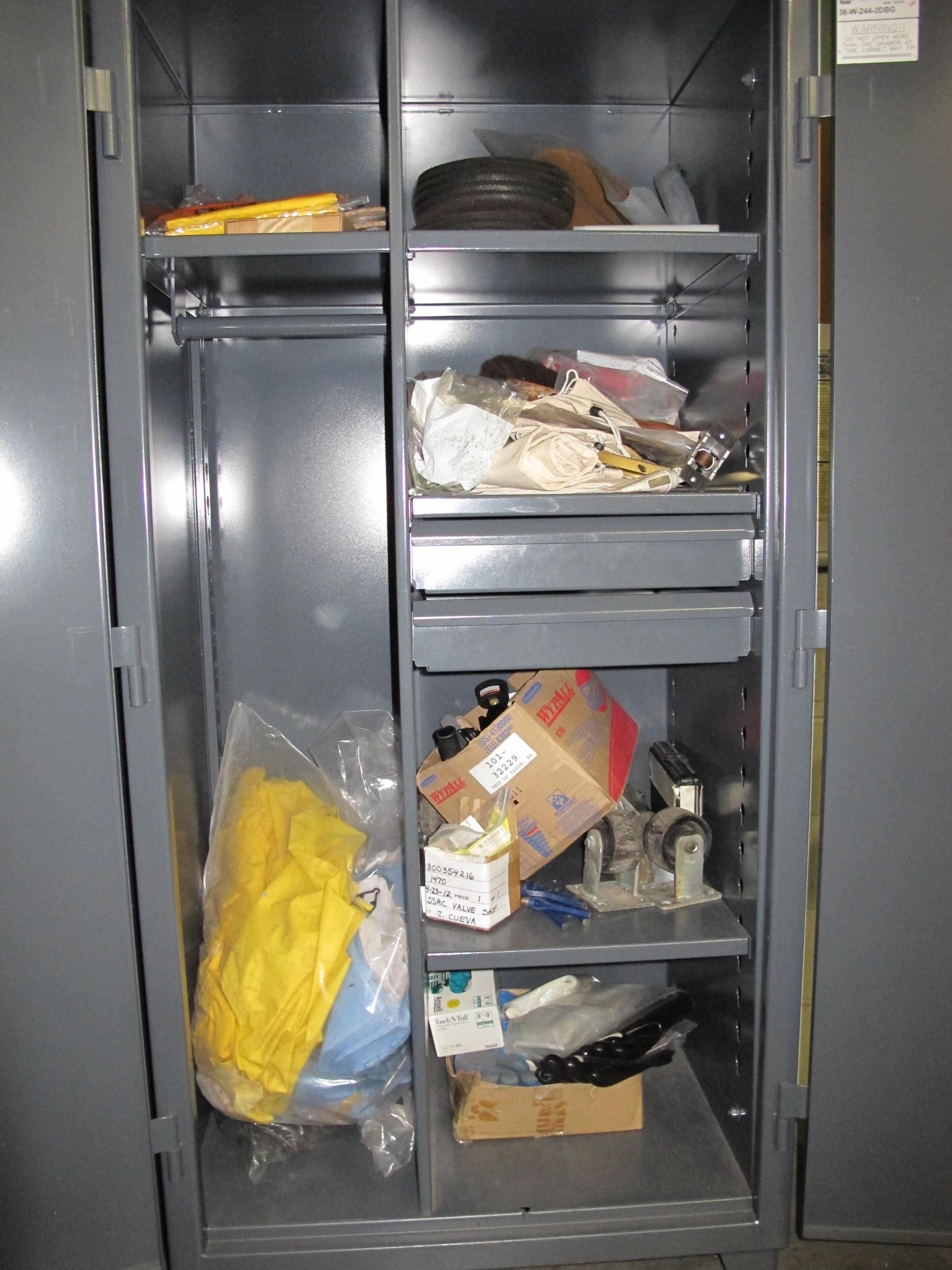 STRONG HOLD 2-DOOR STORAGE CABINET W/ CONTENTS (T-10) LOADING & HANDLING FEE $50-538