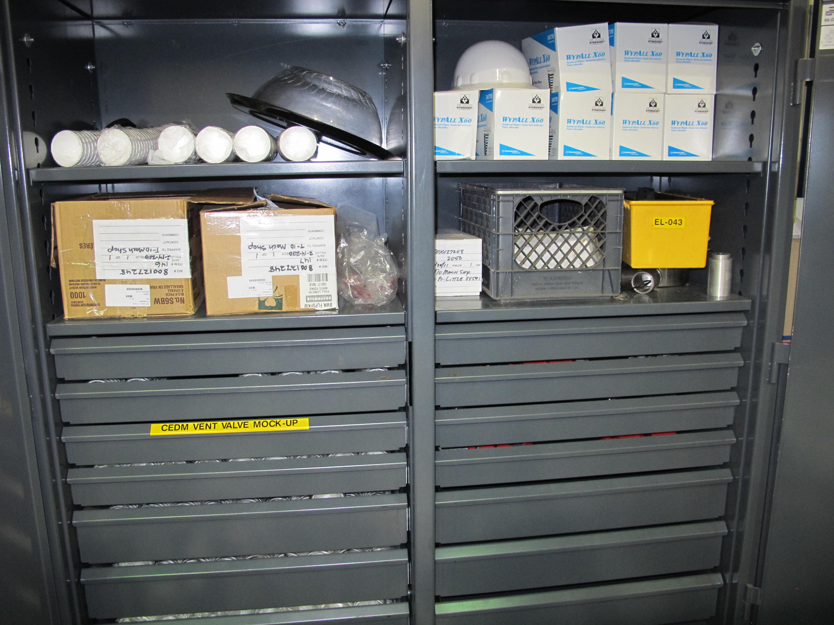 STRONG HOLD 2-DOOR STORAGE CABINET W/ CONTENTS (T-10) LOADING & HANDLING FEE $50-545