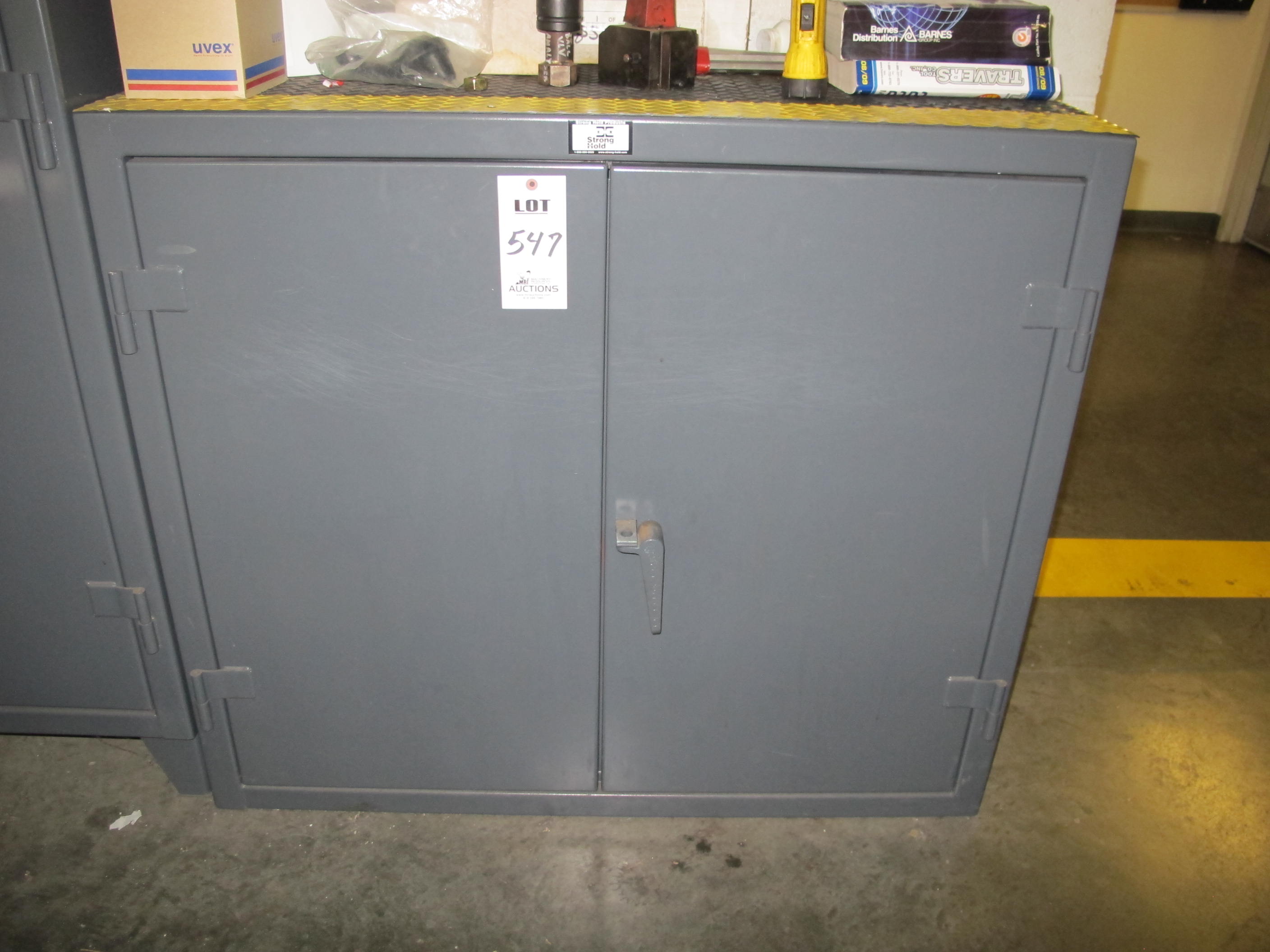 STRONG HOLD 2-DOOR STORAGE CABINET W/ CONTENTS (T-10) LOADING & HANDLING FEE $50-547