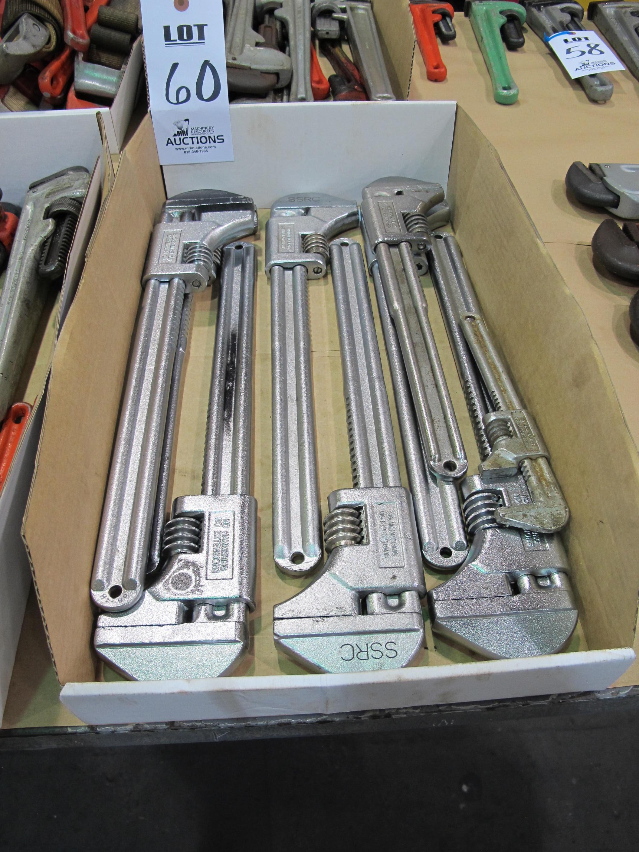 LOT (8) ASST'D PIPE WRENCHES (T-10) LOADING & HANDLING FEE $10-60