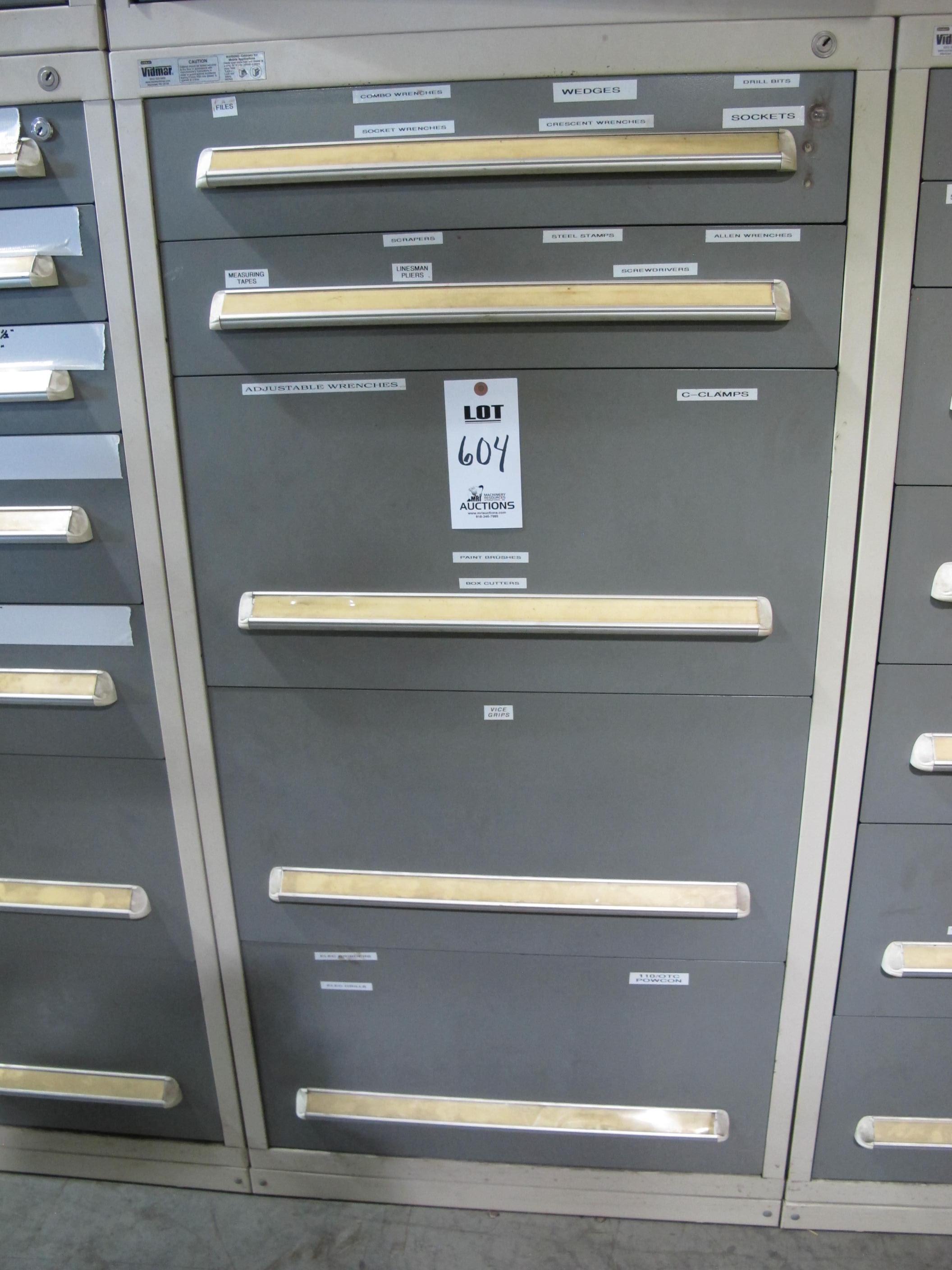 STANLEY VIDMAR 5-DRAWER TOOL CABINET W/ CONTENTS (T-10) LOADING & HANDLING FEE $50-604