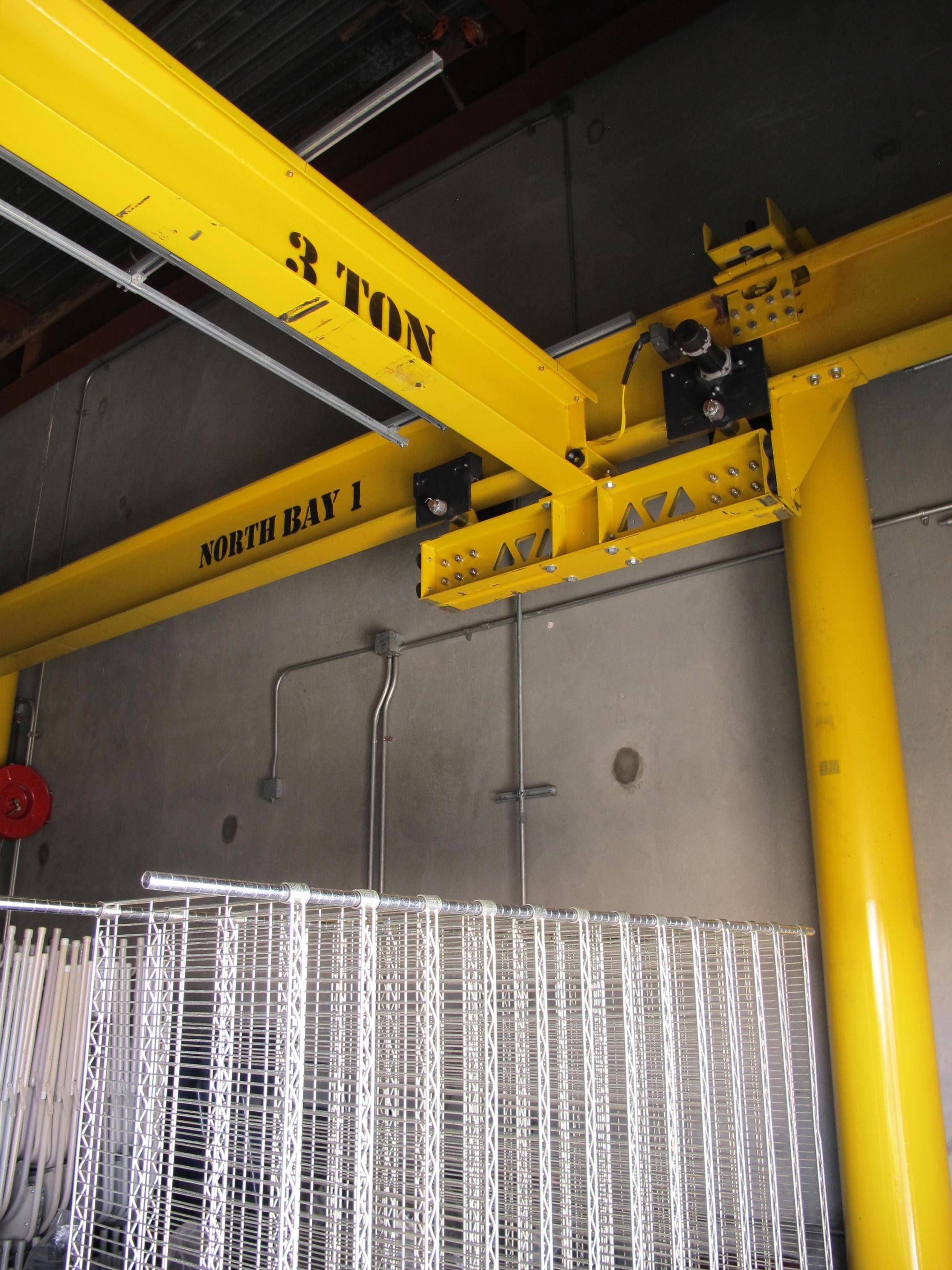KUNDEL 30' W 40' L OVER HEAD CRANE, 3-TON W/ (2) 3-TON KONECRANES ELECTRIC CRANES (T-10) LOADING & HANDLING FEE $6,000-616A