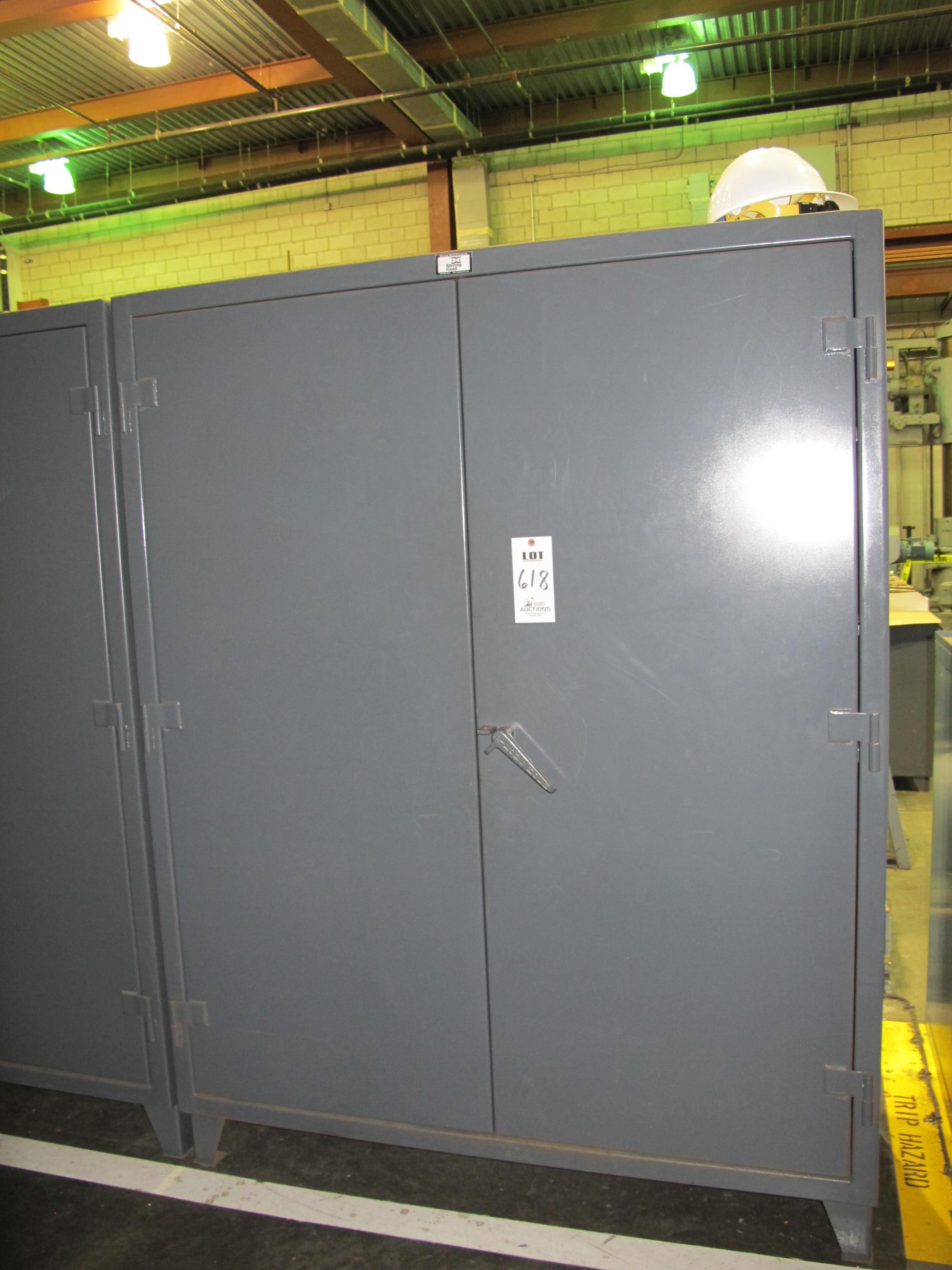 STRONG HOLD 2-DOOR STORAGE CABINET W/ CONTENTS (T-10) LOADING & HANDLING FEE $50-618
