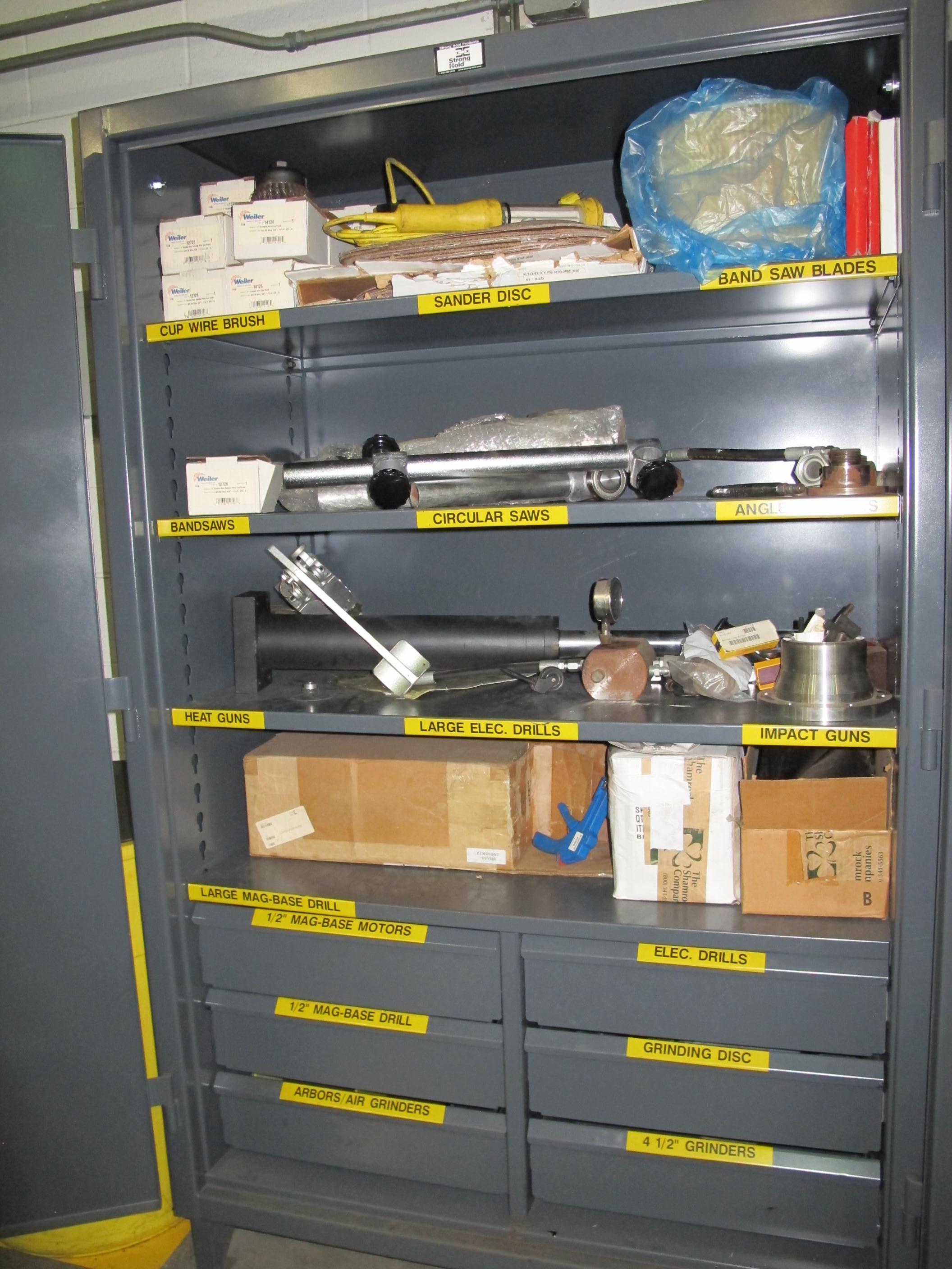 STRONG HOLD 2-DOOR STORAGE CABINET W/ CONTENTS (T-10) LOADING & HANDLING FEE $50-634