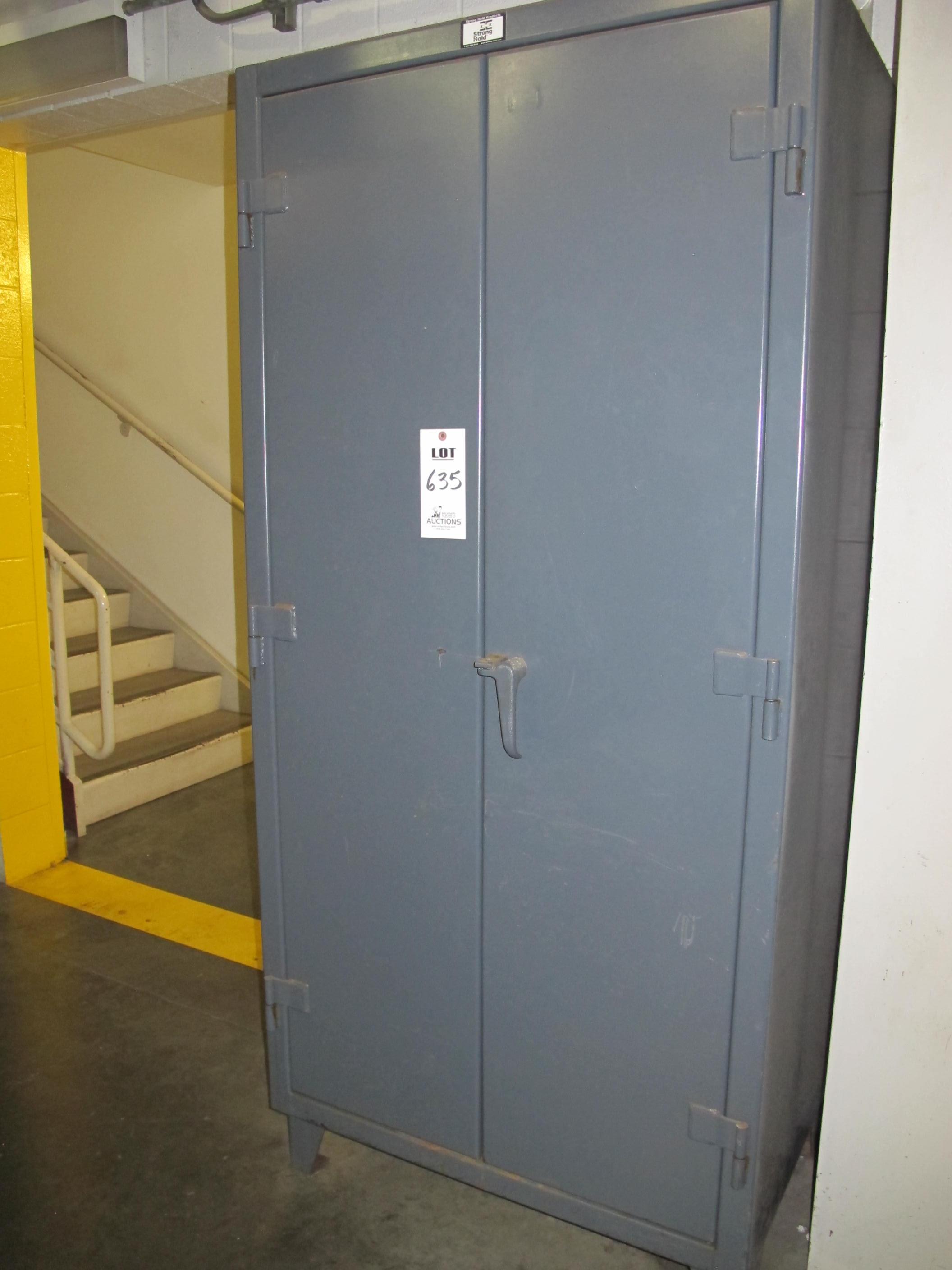 STRONG HOLD 2-DOOR STORAGE CABINET W/ CONTENTS (T-10) LOADING & HANDLING FEE $50-635