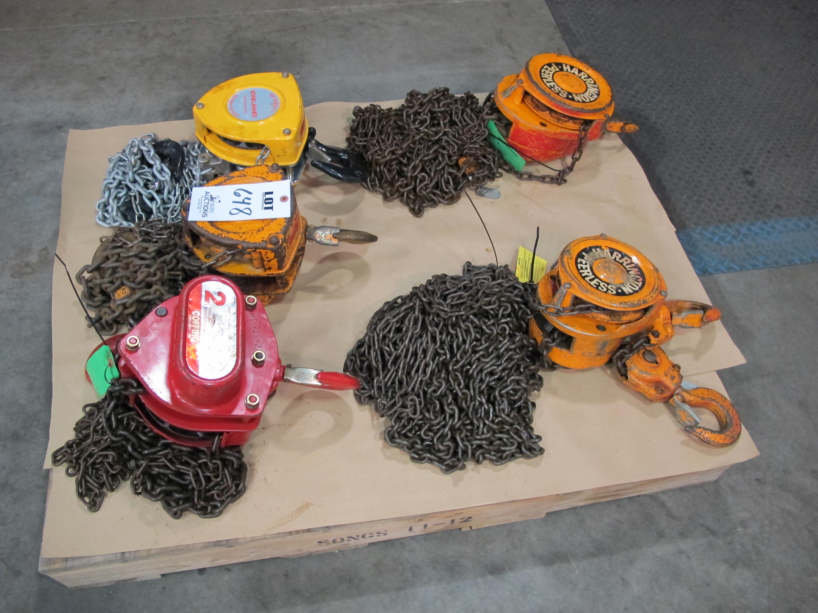 LOT (5) ASST'D CHAIN HOISTS (T-10) LOADING & HANDLING FEE $25-648