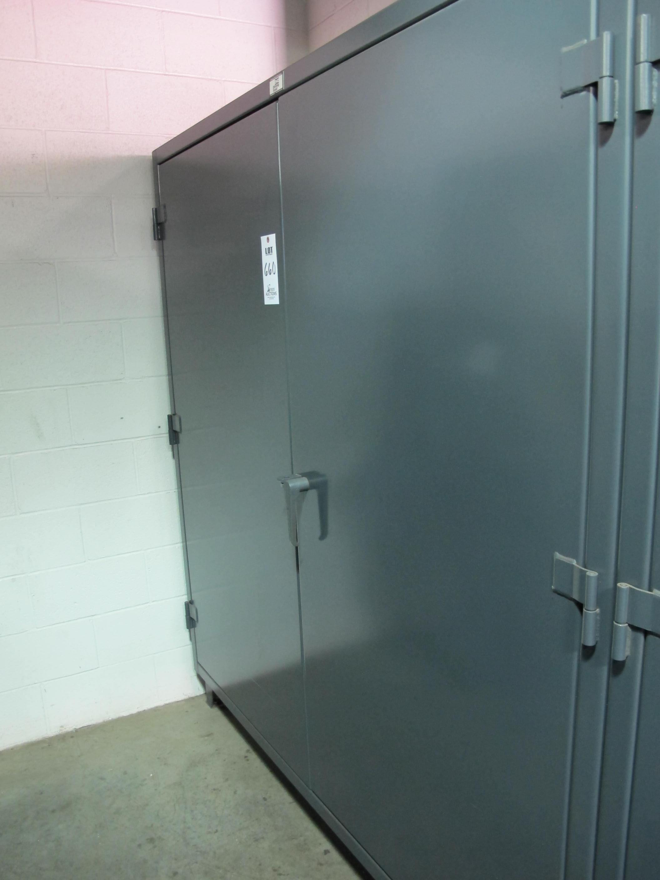 STRONG HOLD 2-DOOR STORAGE CABINET W/ CONTENTS (T-10) LOADING & HANDLING FEE $50-660