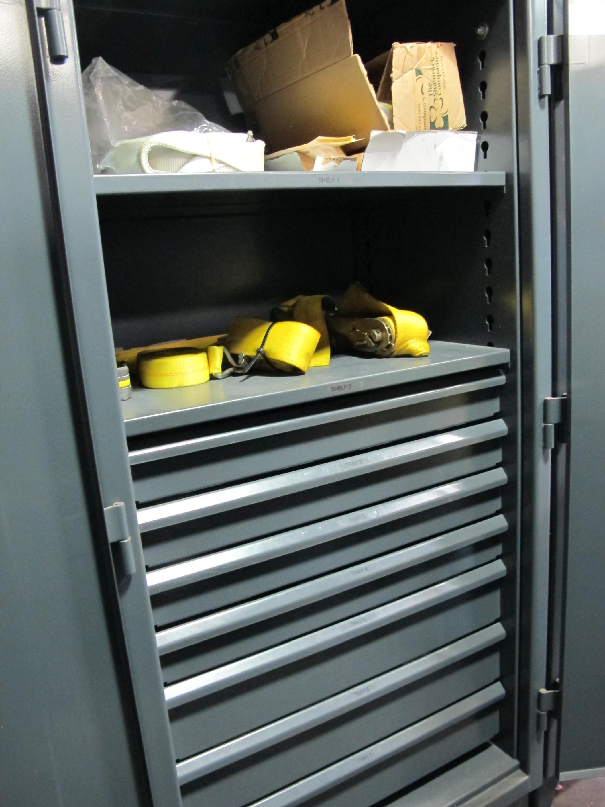 STRONG HOLD 2-DOOR STORAGE CABINET W/ CONTENTS (T-10) LOADING & HANDLING FEE $50-661