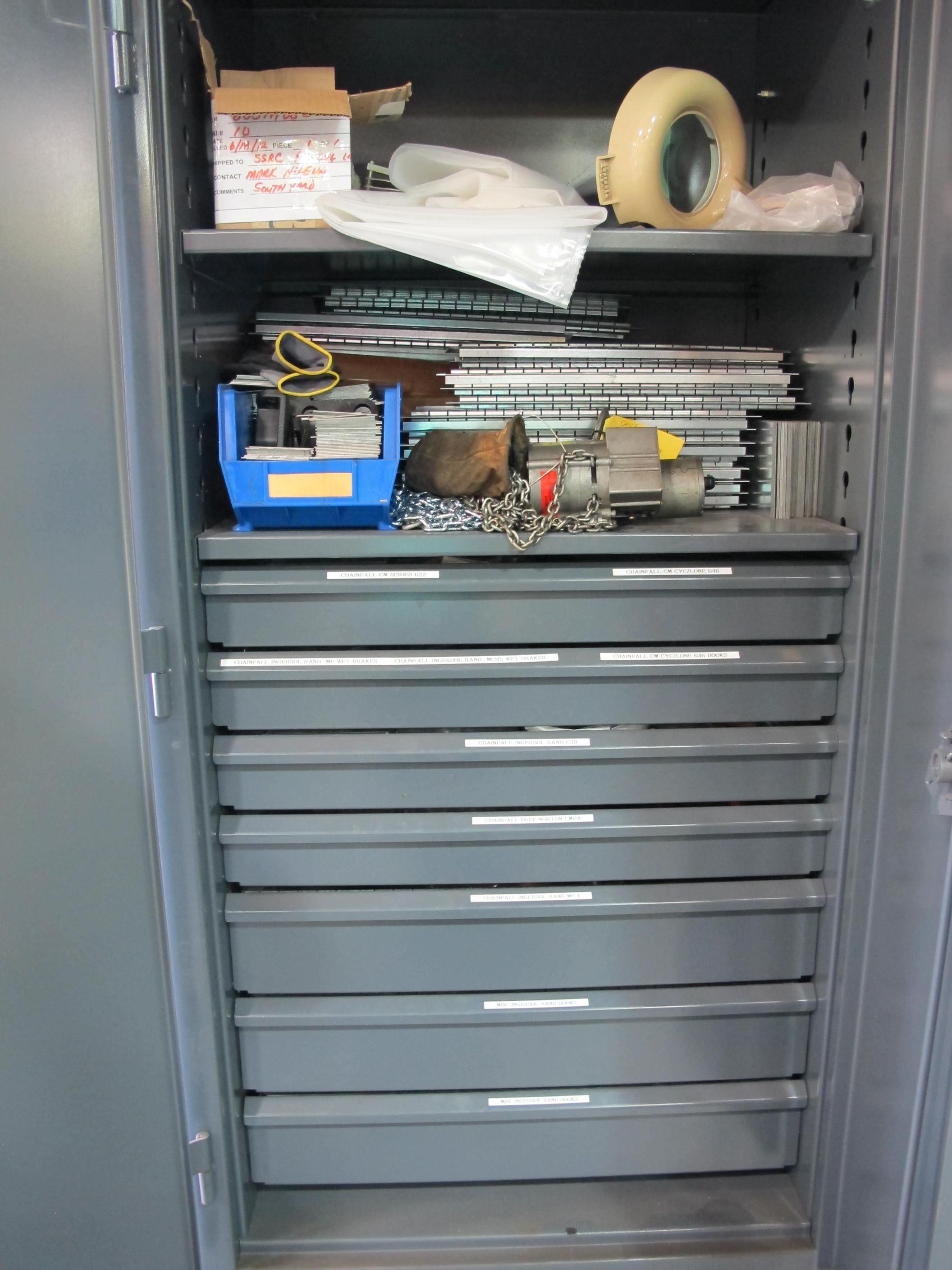 STRONG HOLD 2-DOOR STORAGE CABINET W/ CONTENTS (T-10) LOADING & HANDLING FEE $50-663
