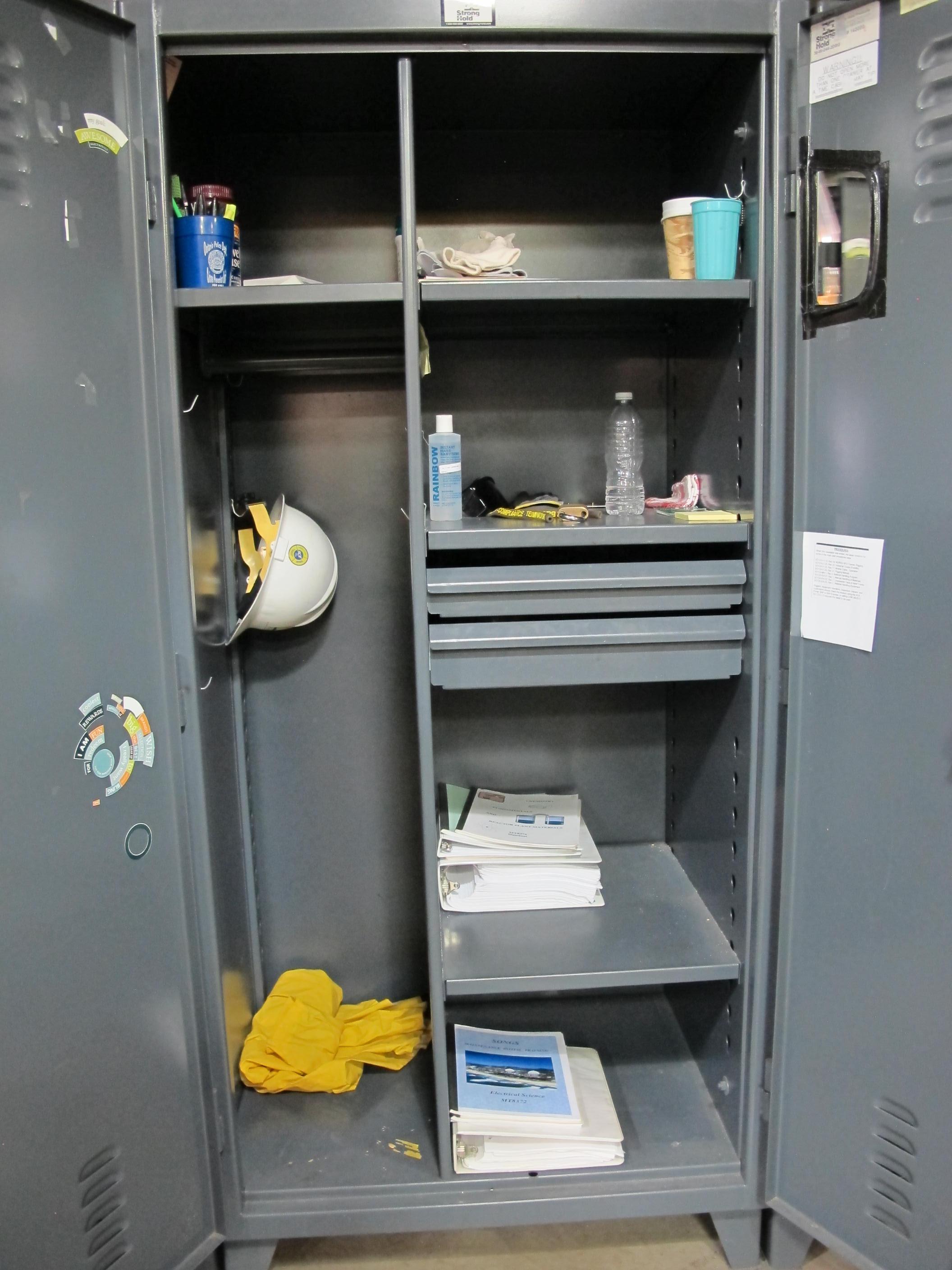 STRONG HOLD 2-DOOR STORAGE CABINET W/ CONTENTS (T-10) LOADING & HANDLING FEE $50-667