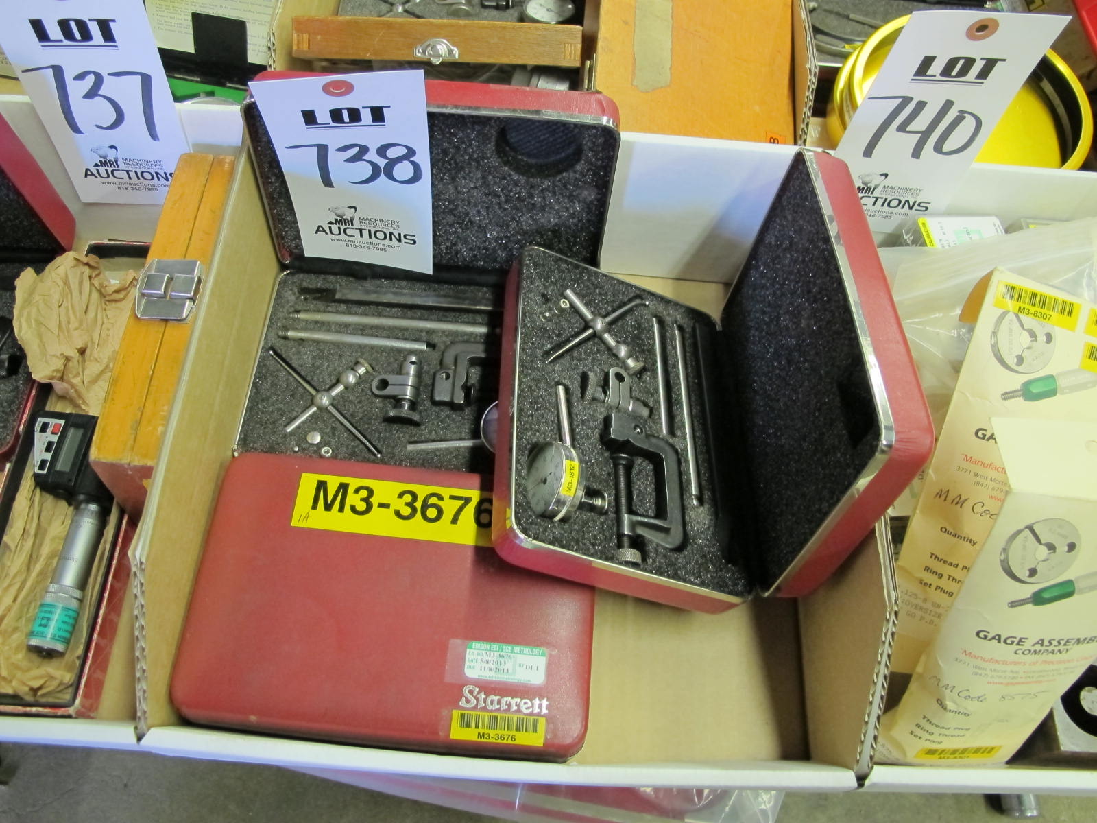 LOT (3) STARRETT DIAL INDICATOR SETS (G-46) LOADING & HANDLING FEE $10-738