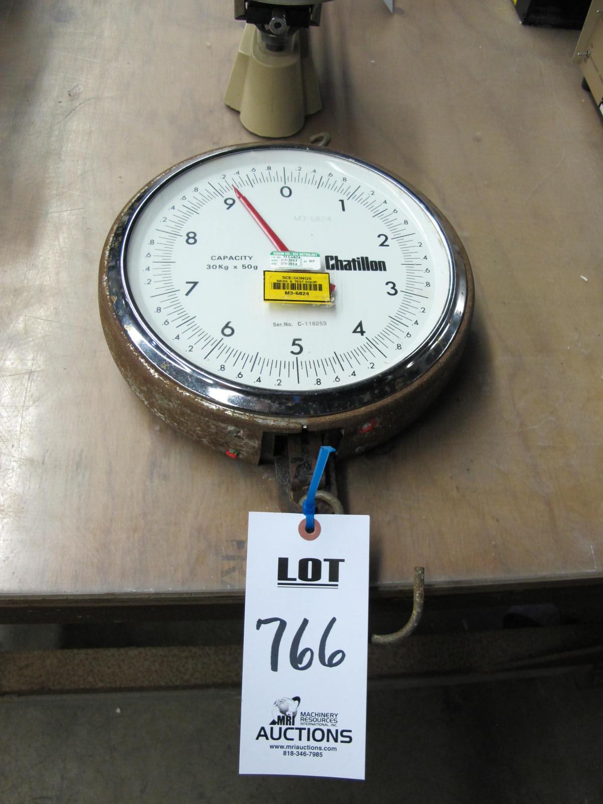 CHATILLON MODEL M36824 30KGX50G HANGING SCALE (G-46) LOADING & HANDLING FEE $10-766
