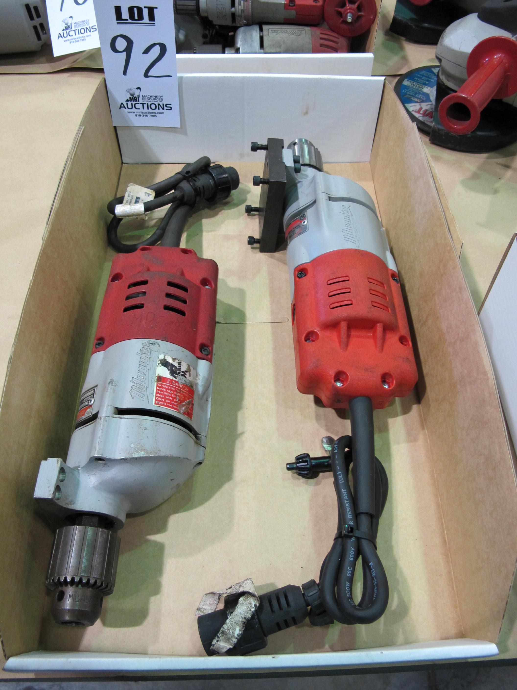 LOT (2) MILWAUKEE ELECTRIC HAND DRILLS (T-10) LOADING & HANDLING FEE $10-92