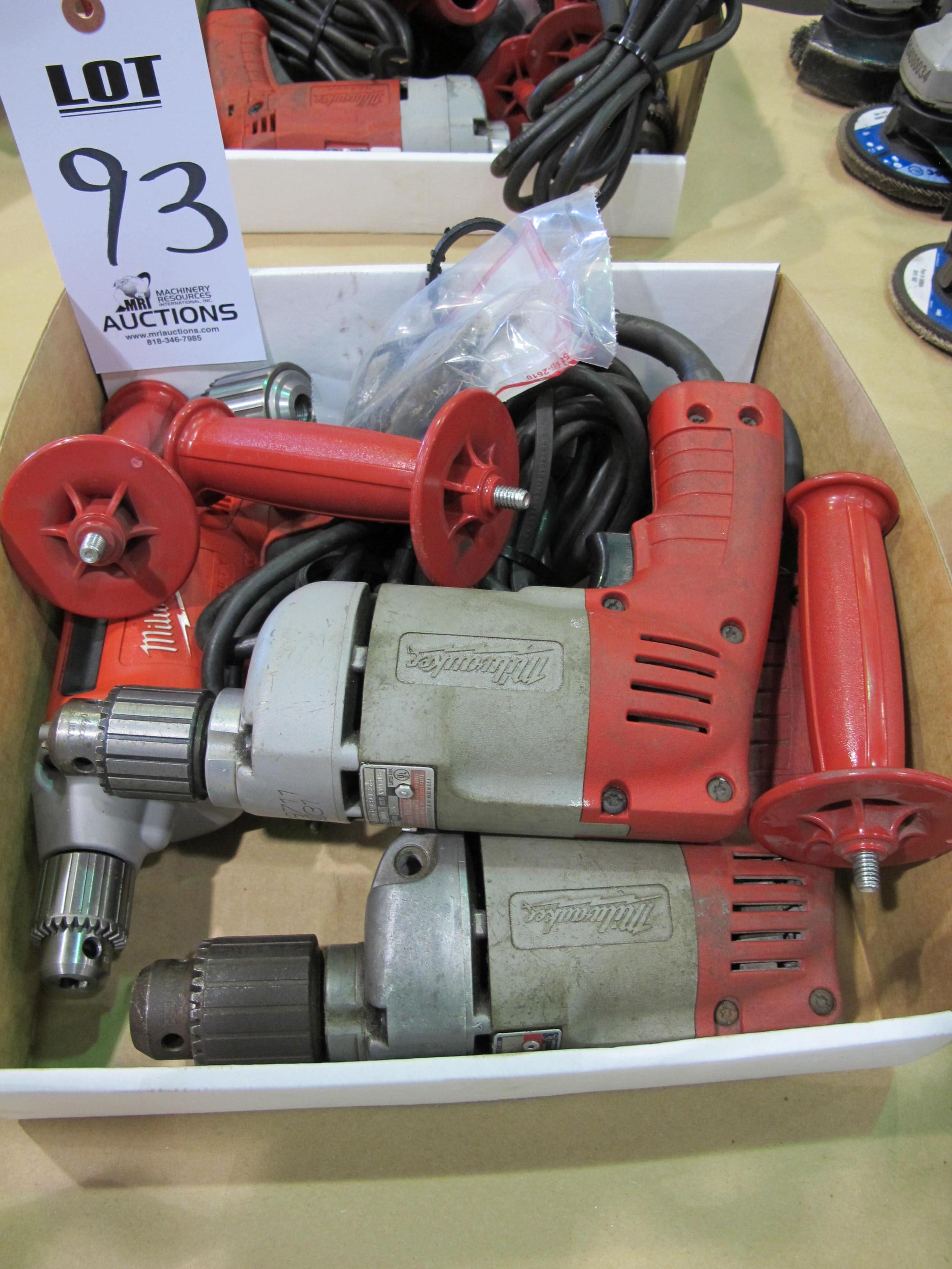 LOT (3) MILWAUKEE ELECTRIC HAND DRILLS (T-10) LOADING & HANDLING FEE $10-93
