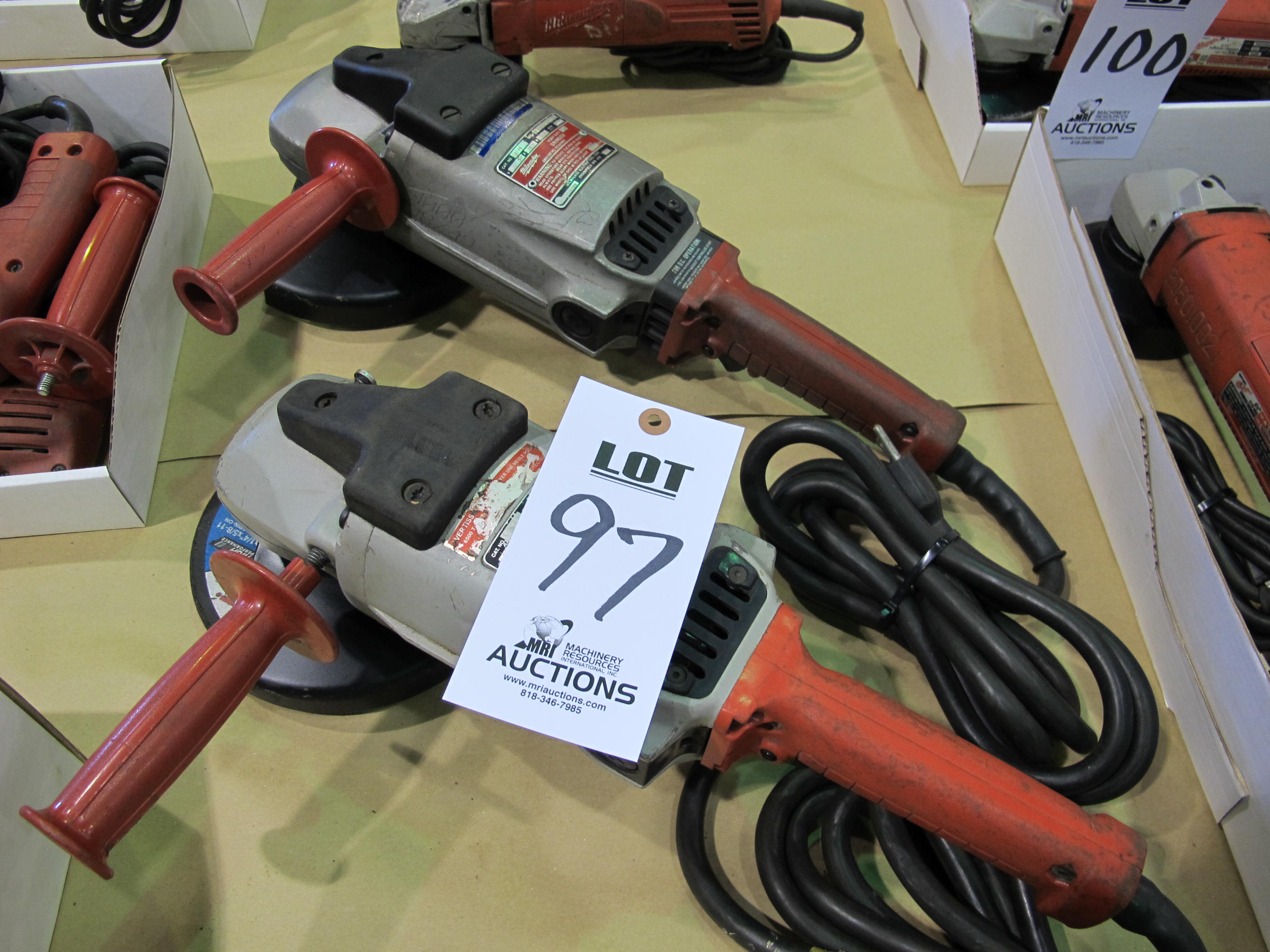 LOT (2) MILWAUKEE ELECTRIC HAND GRINDERS (T-10) LOADING & HANDLING FEE $10-97