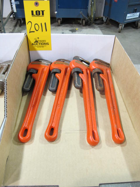 LOT (4) 12" RIDGE PIPE WRENCHES (G-49) LOADING & HANDLING FEE $10-2011
