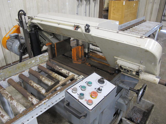 WILTON HORIZONTAL BANDSAW MODEL 7060 1"X156" BLADE W/ 20"X10' INLET AND OUTLET ROLLER CONVEYORS, S/N 0704020 (G-49) LOADING & HANDLING FEE $300-2111