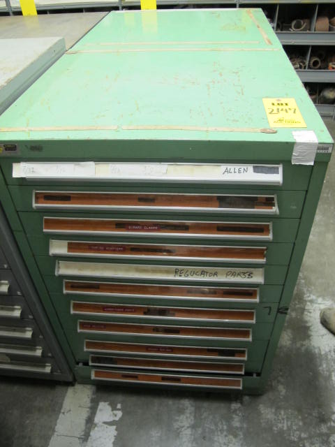 STANLEY VIDMAR 11-DRAWER INDUSTRIAL PARTS CABINET W/ PLUMBING FITTINGS (G-49) LOADING & HANDLING FEE $50-2147
