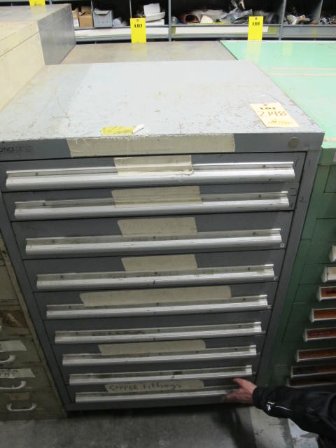 LYON 9-DRAWER INDUSTRIAL PARTS CABINET W/ BRASS FITTINGS (G-49) LOADING & HANDLING FEE $50-2148